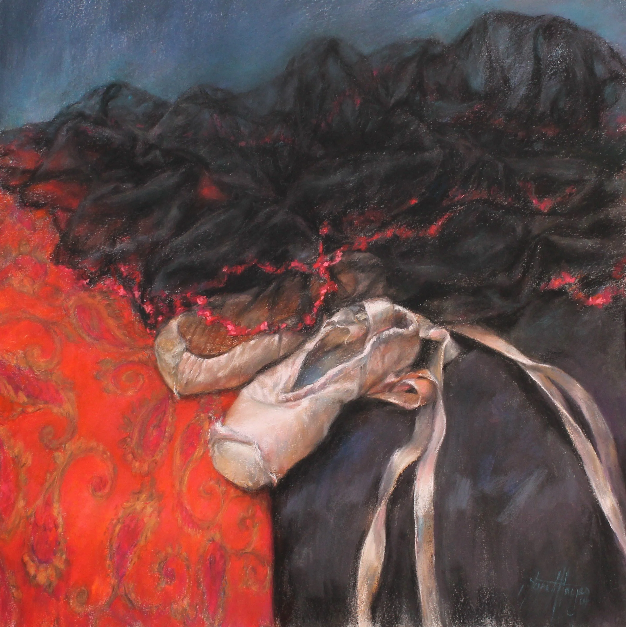 Ballet Shoes, 54 x 54, Pastel on paper, $3000 framed.JPG