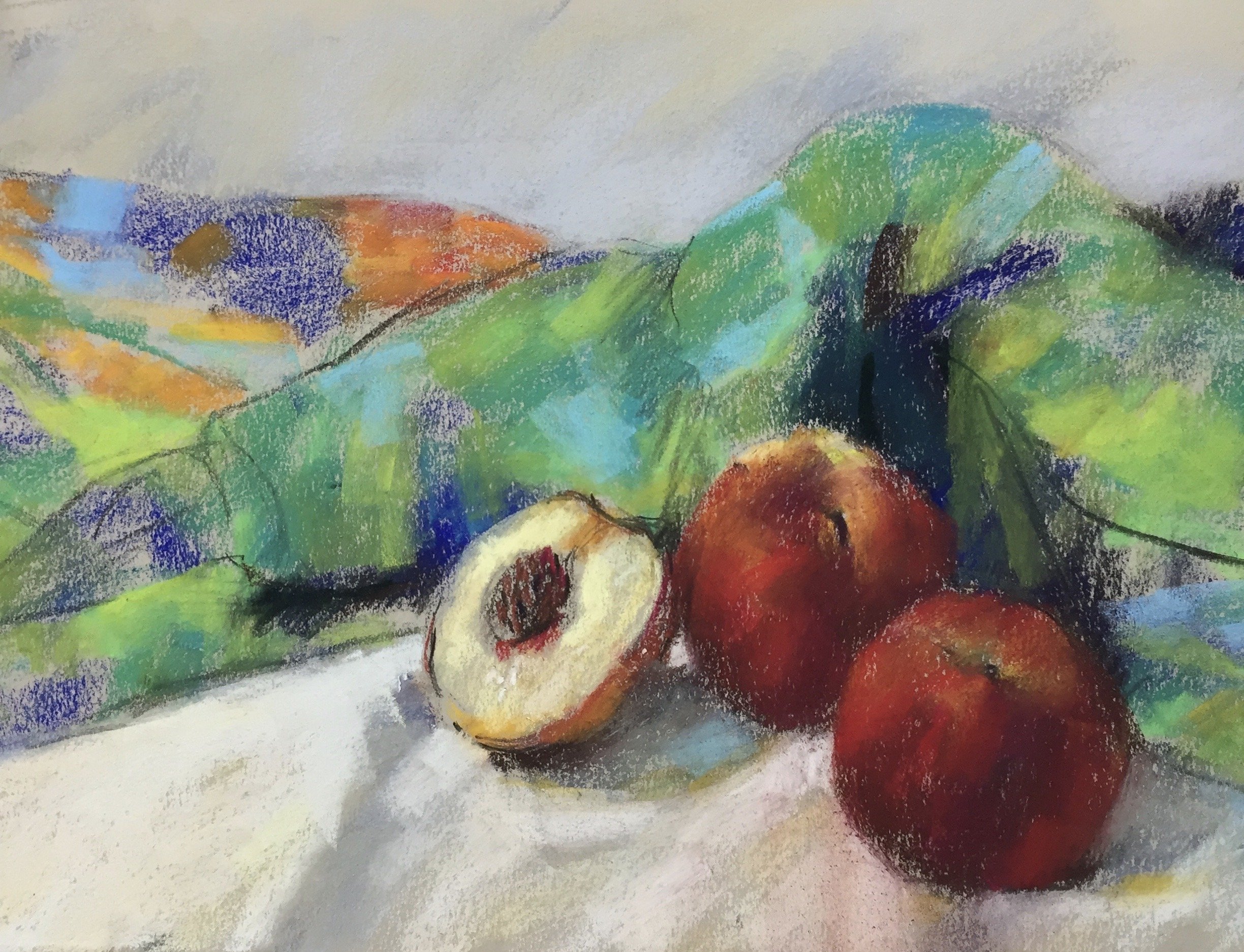 Peaches sketch, class demonstration,  45 x 35 , Pastel on paper , Collection of the artist.jpg