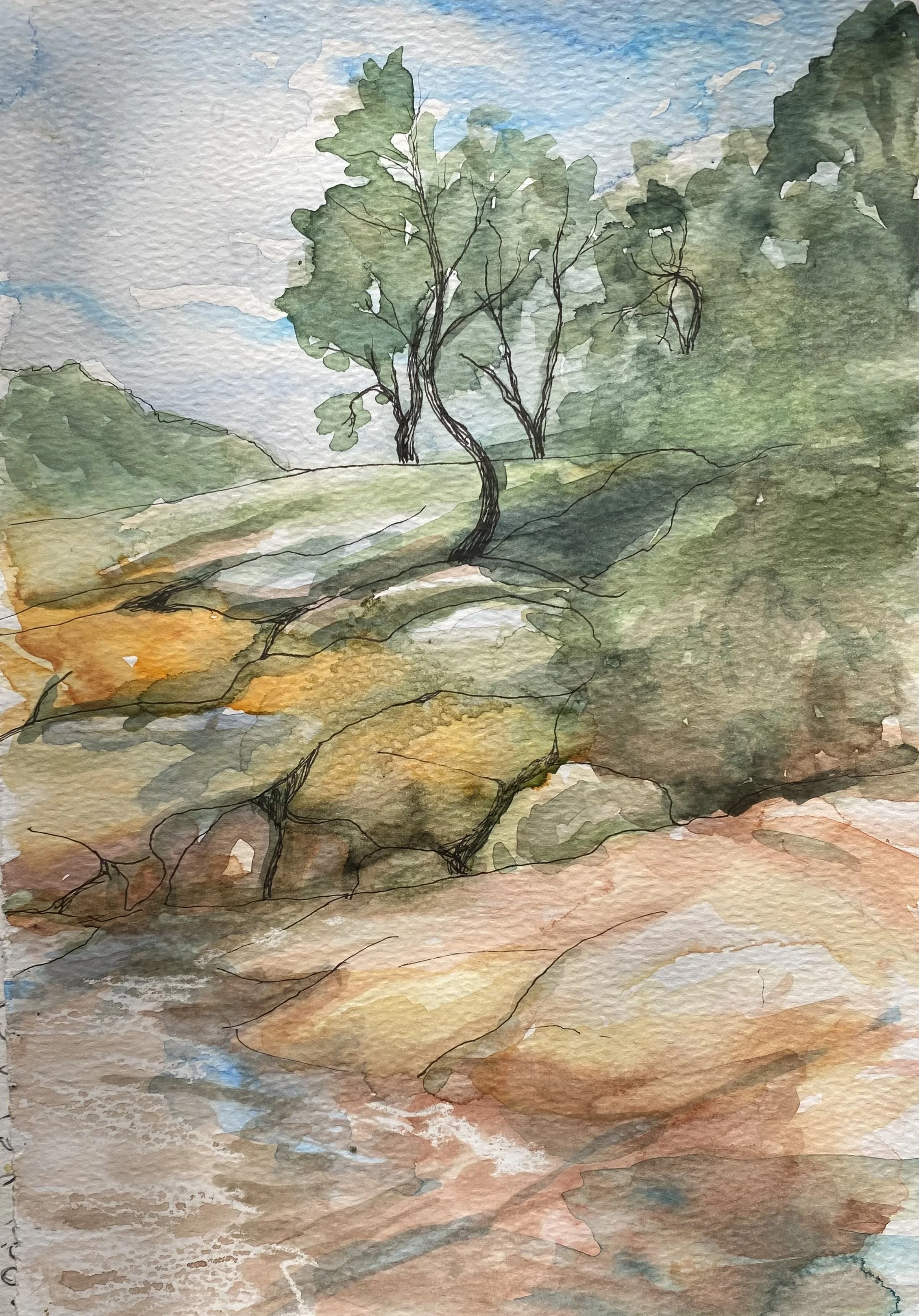 Freycinet, 29 x 20 , Ink and watercolour on paper , $400 unframed.jpeg