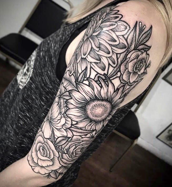 Art Immortal Tattoo  Tattoos  Blackwork  stipple flowers