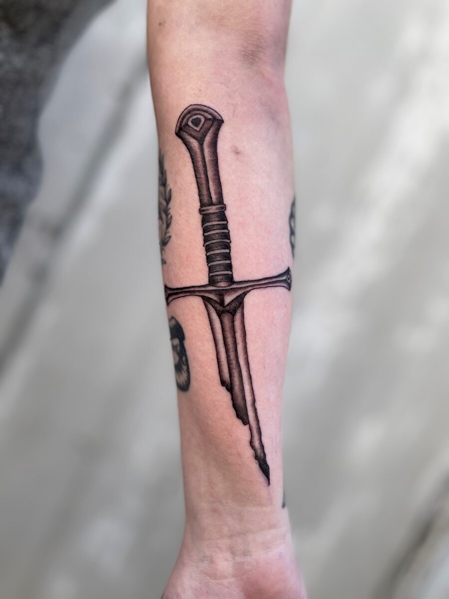 My new Narsil the sword that was broken tattoo England Terific Ink  r tattoos