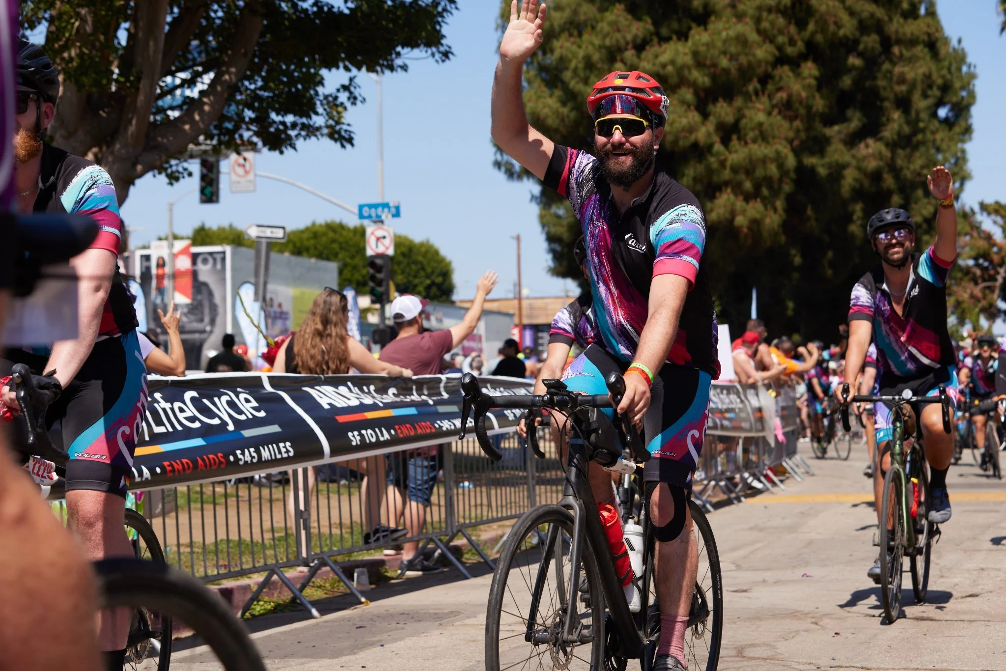 Izac crossing the finish line