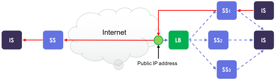 Image 6. When a clustered Security Server acts as a client and makes a request to an external server, the external server sees the public IP address.