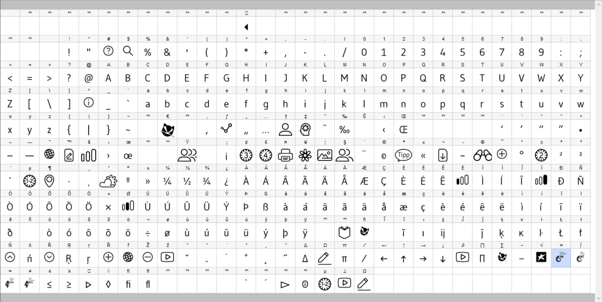 Symbole als Schriftzeichen l TrueType Font