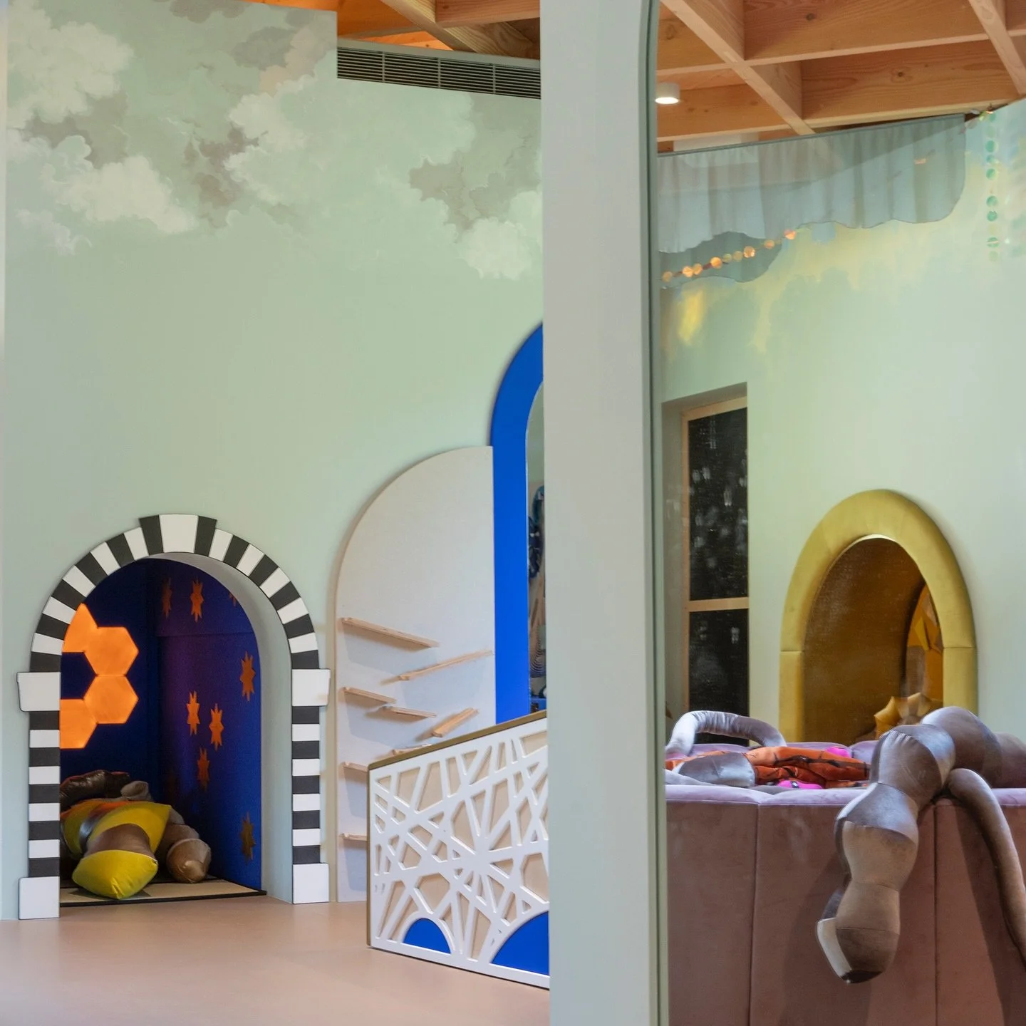 @Mylands_london has supplied a sophisticated colour palette for the new ArtPlay Pavilion at @dulwichgallery. The structure was designed by architecture practice @carmodygroarke and supported by the Julia Rausing Trust. The sensory-rich play space was