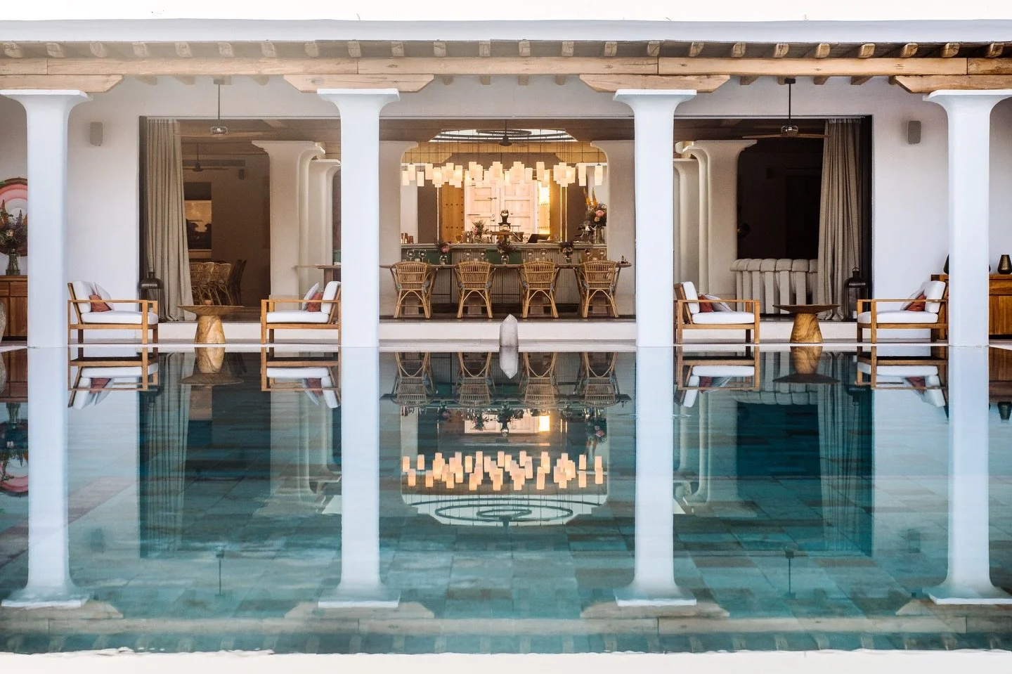 The @sabina_ibiza Clubhouse sits at the centre of the ecologically inspired private villa estate and offers a restaurant, bar, nightclub, spa, swimming pool as well as the Temple and Amphitheatre. The architecture has been designed by Rolf Blakstad (