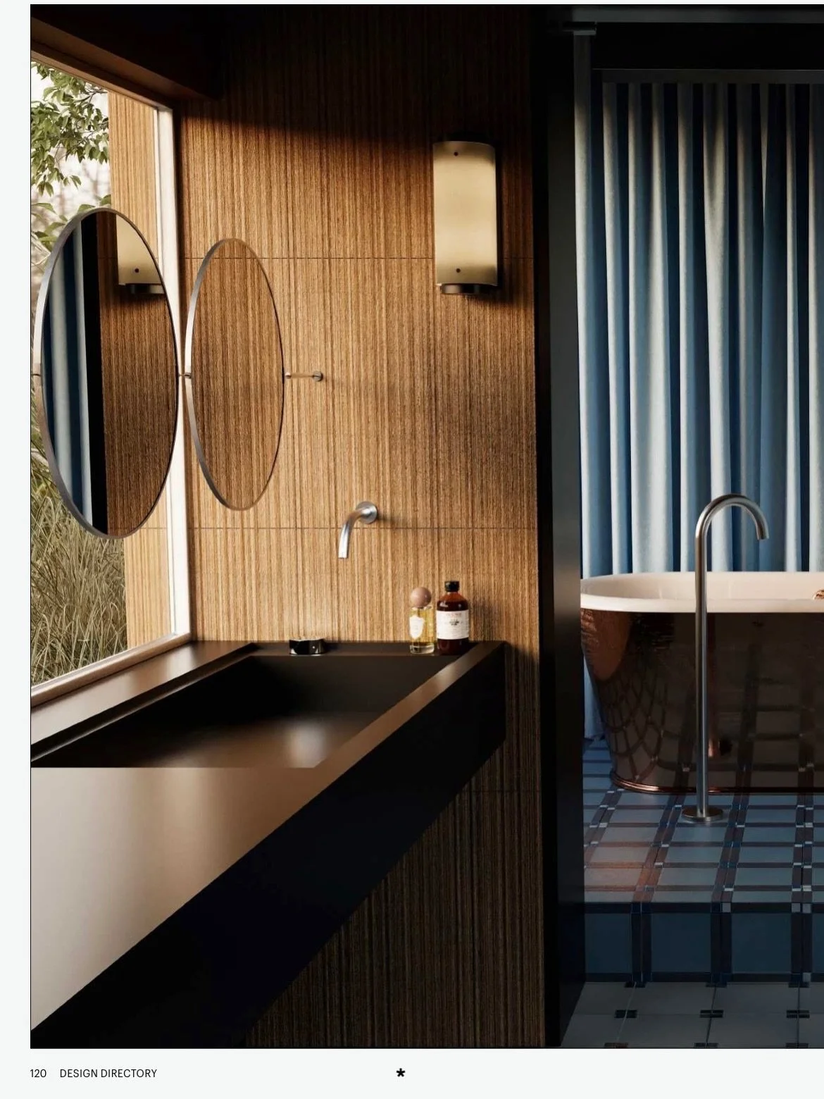 A joy to see two of our clients featured in the Bathroom Special of @wallpapermag&rsquo;s July issue.

@schottenhansen&rsquo;s &lsquo;Ridgeline&rsquo; panelling adorns the walls of a mid-century-inspired bathroom, while @trone_paris&rsquo; new &lsq