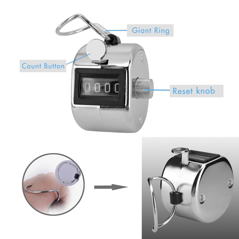 Metal Hand Tally Counter Digital Lap Counter Clicker Handheld