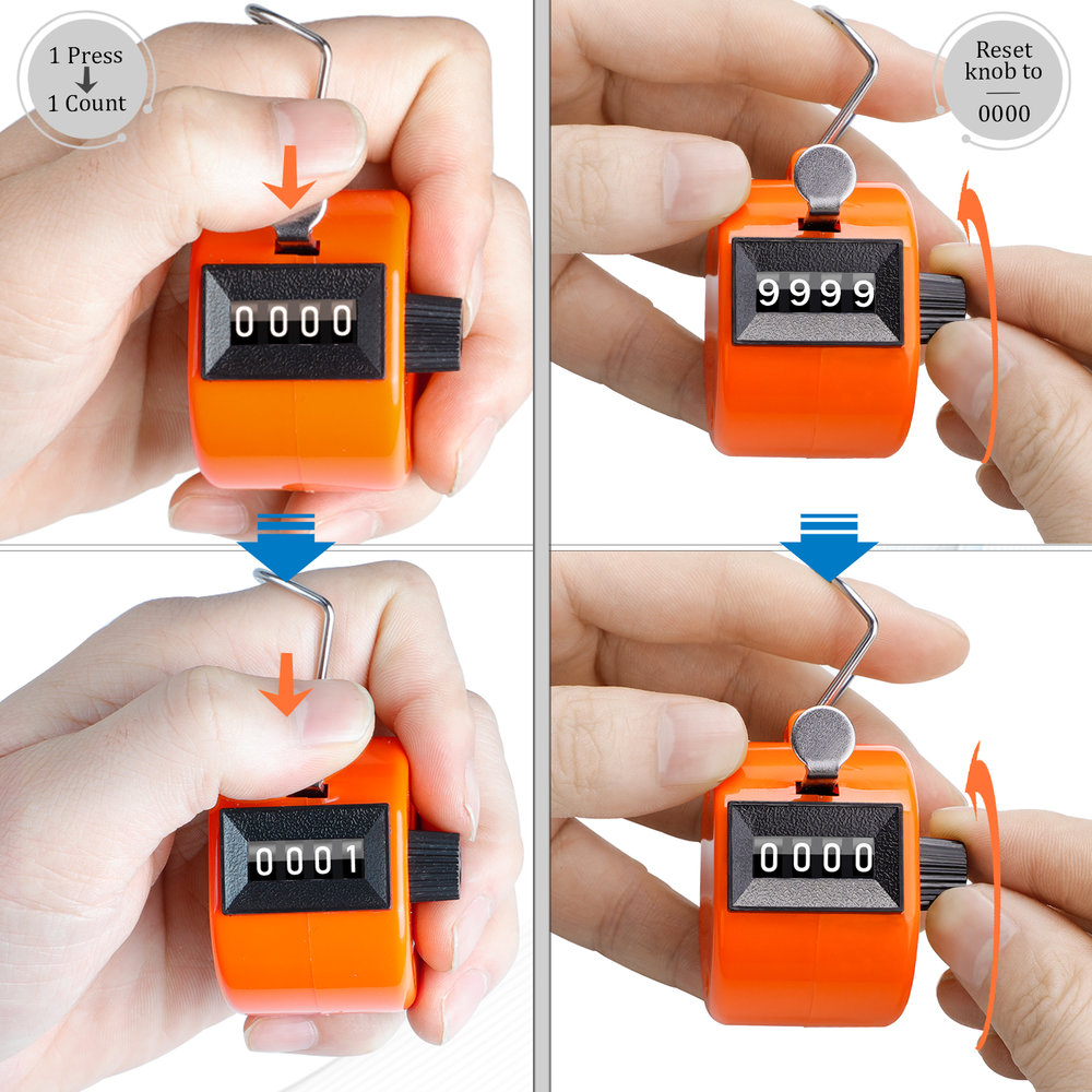 Tally Counter Tally Counter, Hand Held Counter, 4 Digit Manual Mechanical  Click Counter, Box of 5