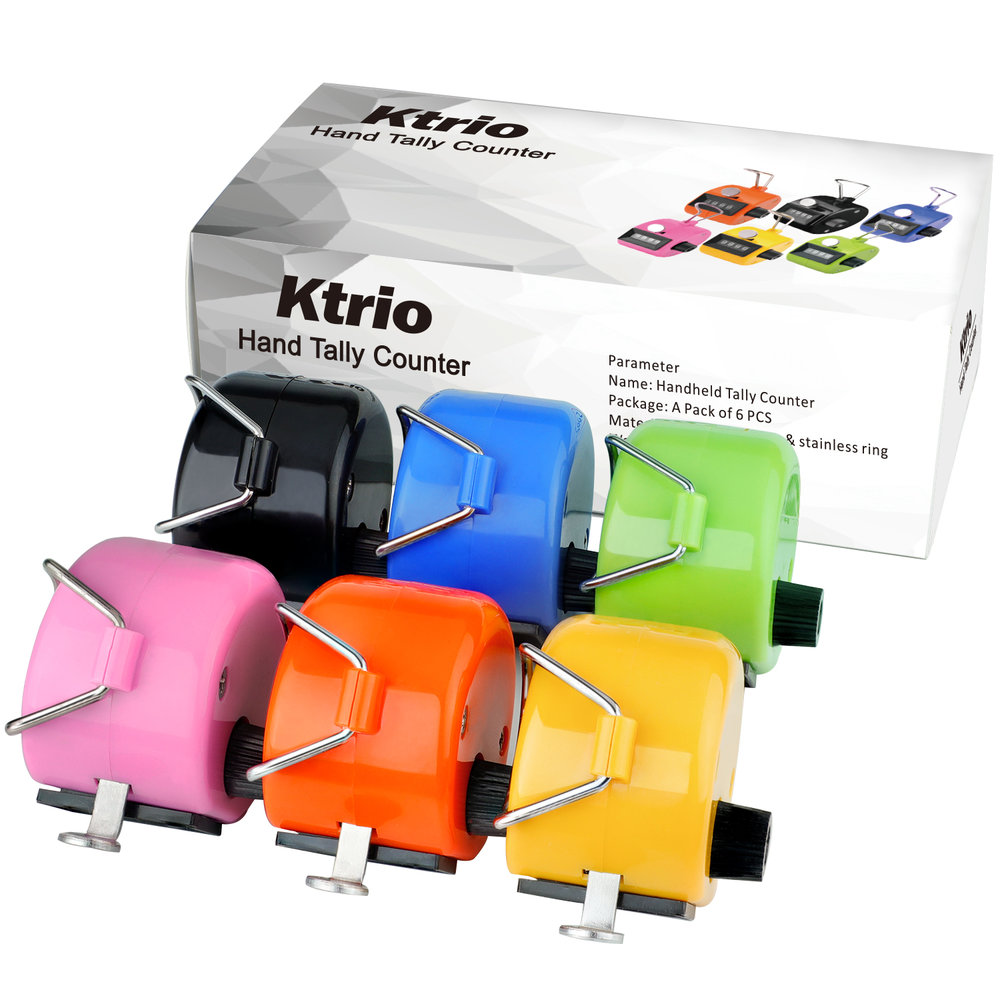 Ktrio Pack of 6 Color Hand Tally Counter 4 Digit Tally Counters Mechanical  Palm Counter Clicker Counter Handheld Pitch Click Counter Number Count for  Row, People, Golf & Knitting, Assorted Colors — Ktrio
