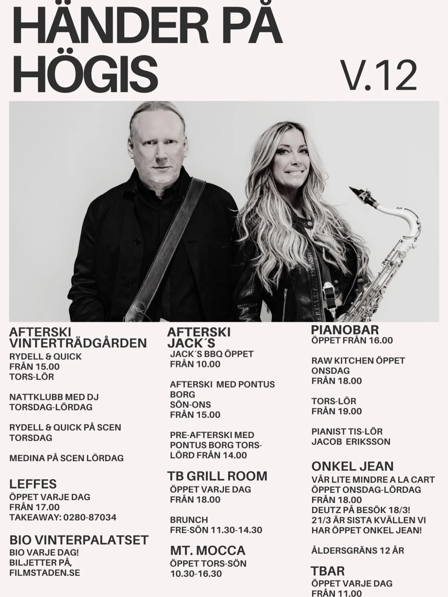 Nu har vi n&aring;tt en av v&aring;ra st&ouml;rsta festveckor!!🥳 Det vankas galen afterski med Rydell &amp; Quick- den f&aring;r ni bara inte missa!! Dem ska visa hur man festar p&aring; H&ouml;gis😎 Och som gr&auml;dde p&aring; moset kommer Medina 