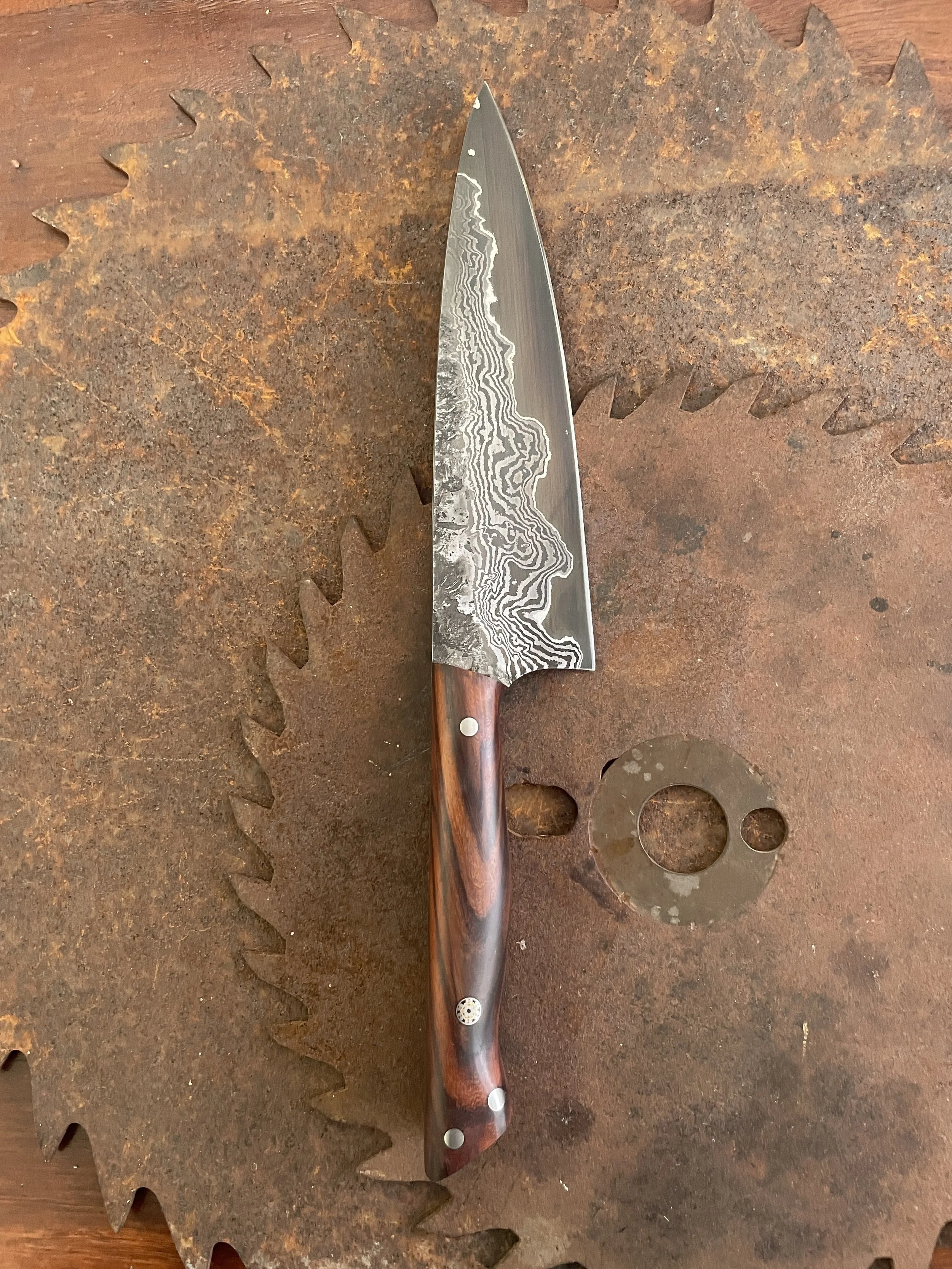 hand forged damascus chef knife