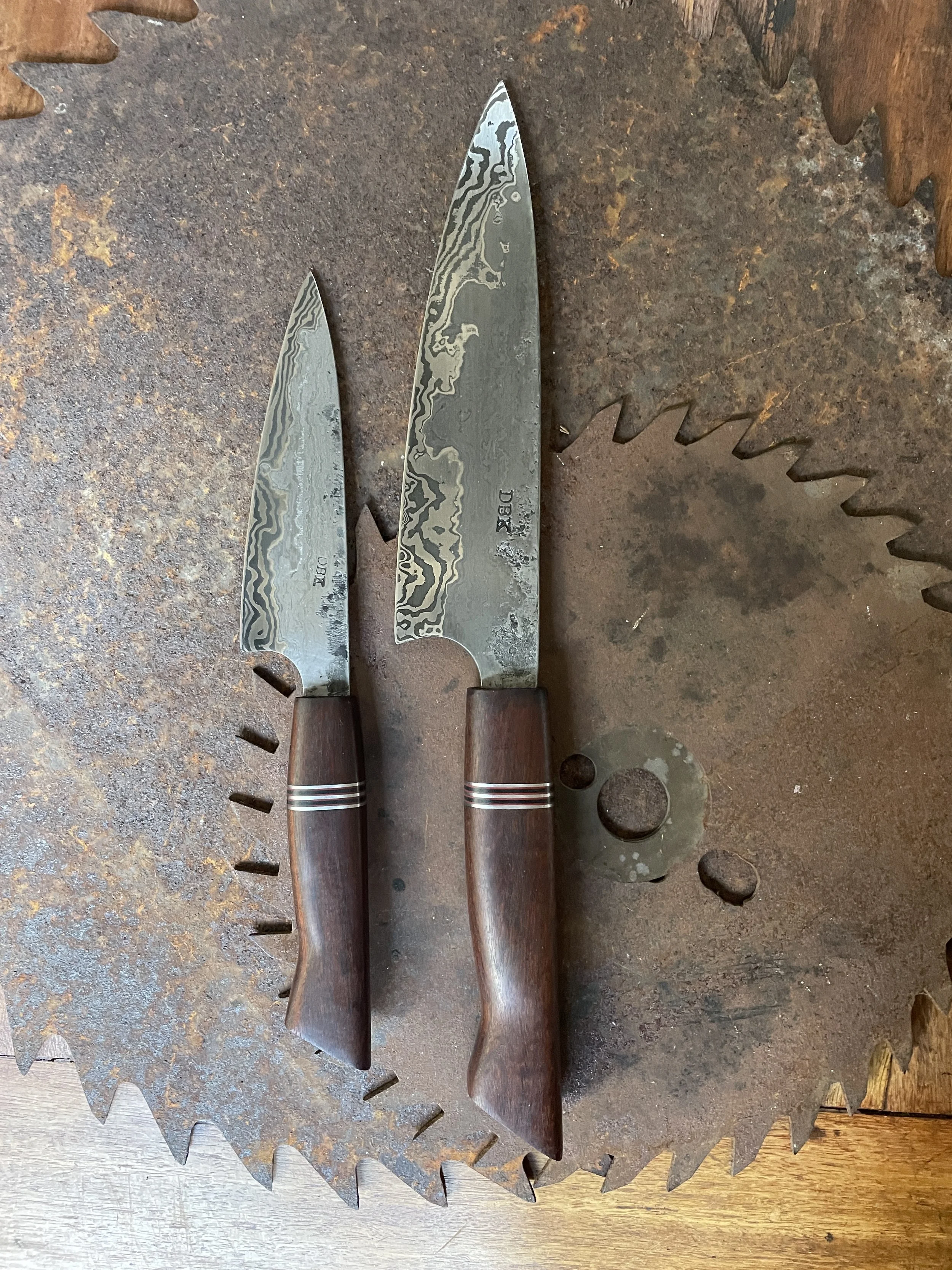 Yarran Damascus Sanmai Chef Knives  - set of 2