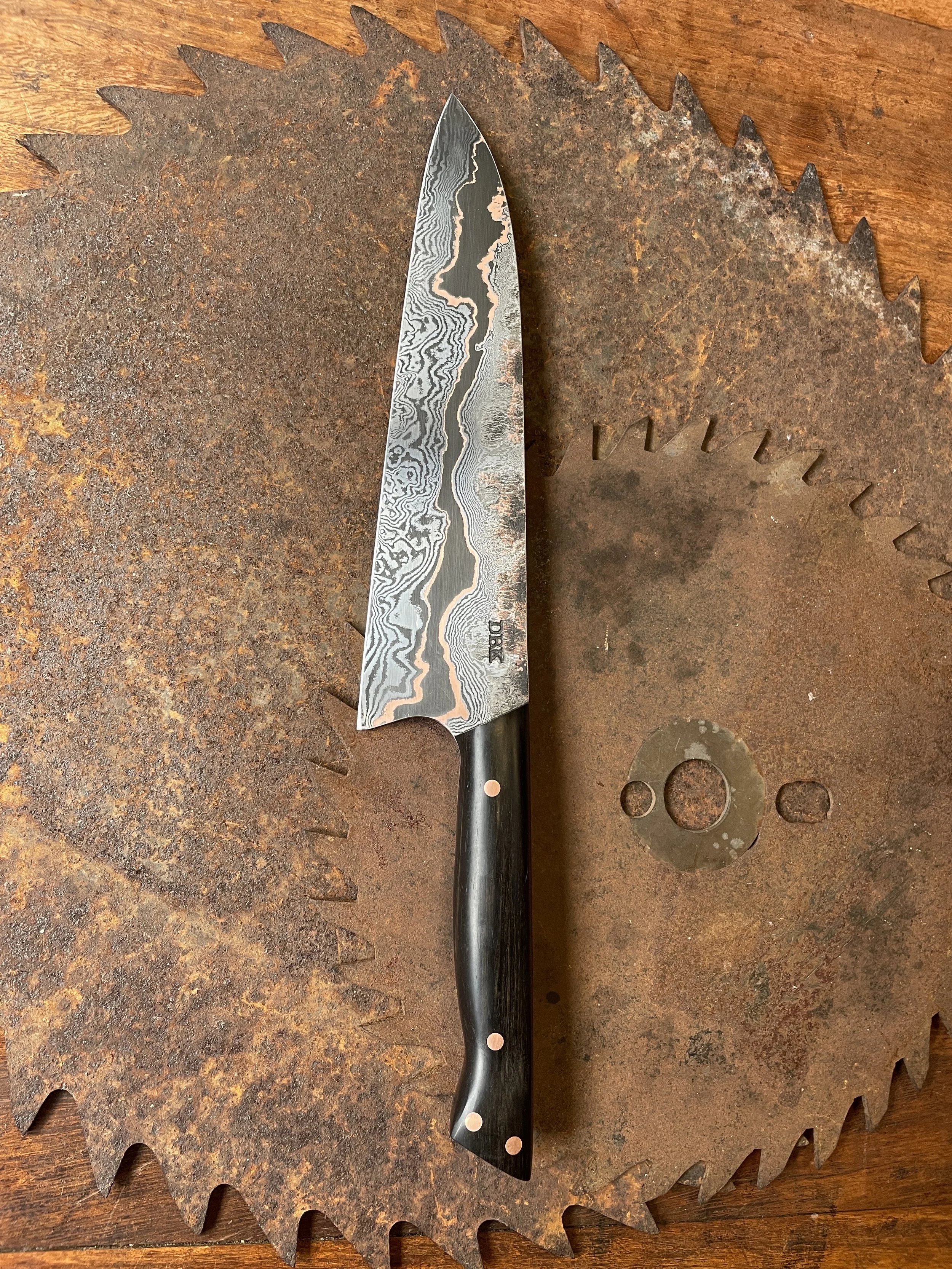 Ebony Cumai / Damascus 21cm Chef Knife