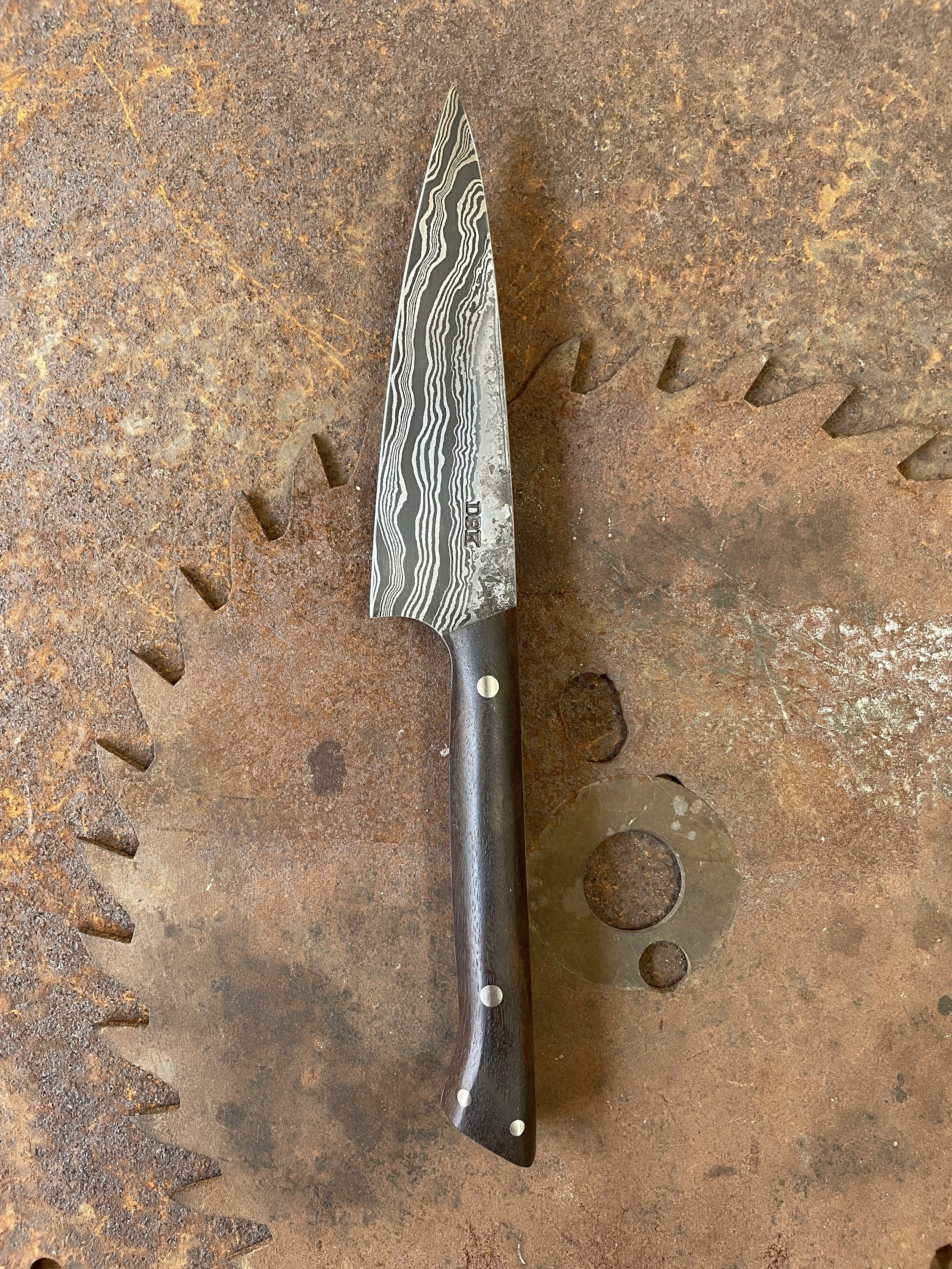 Walnut Damascus Paring Knife