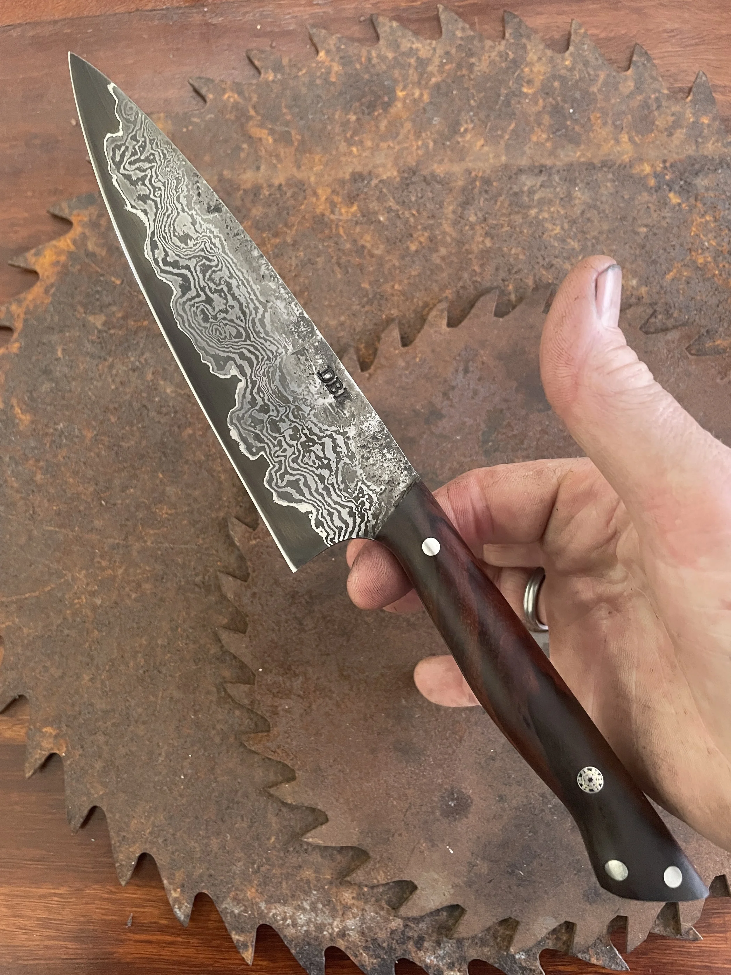 hand forged damascus chef knife