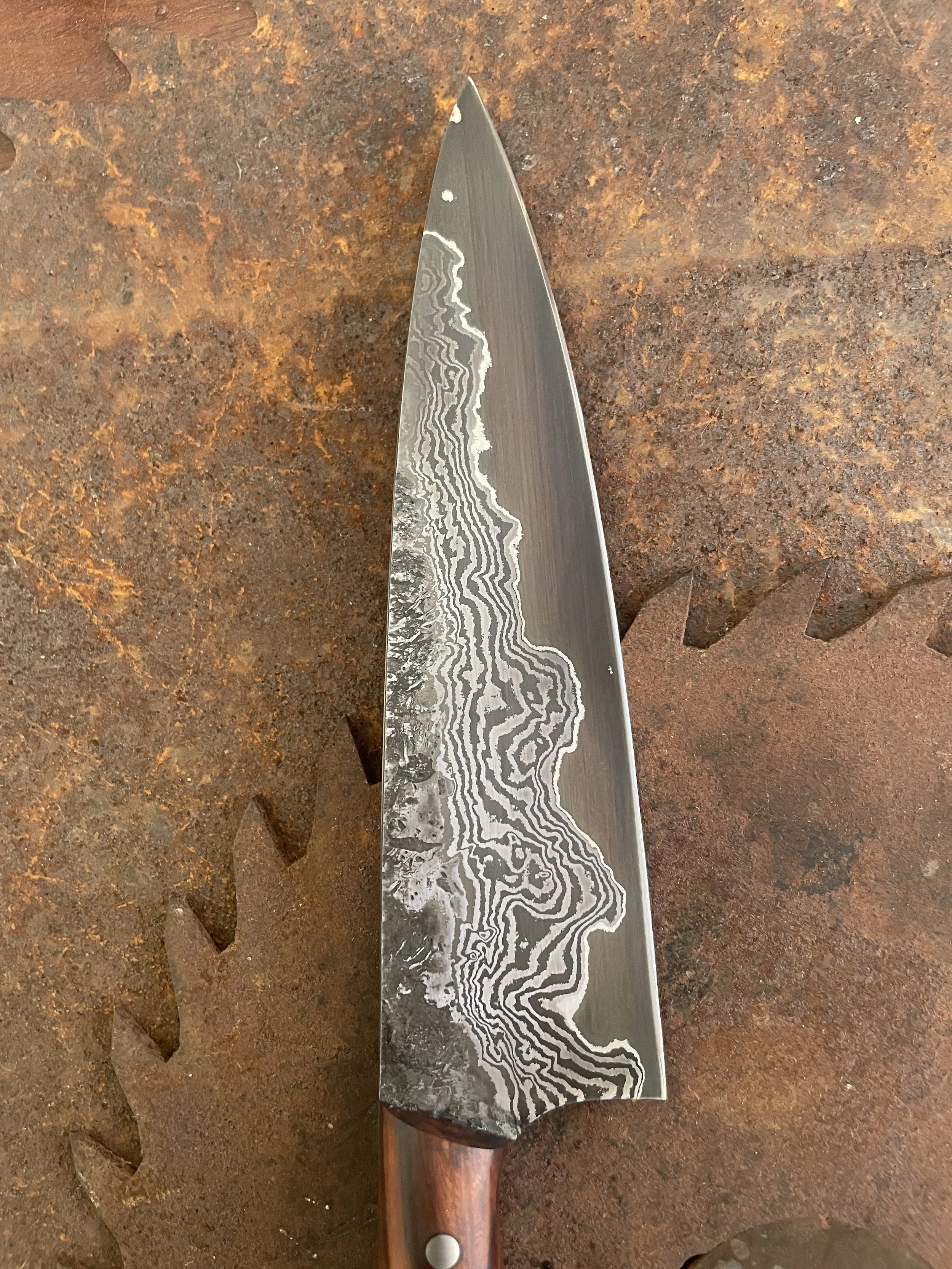 hand forged damascus chef knife
