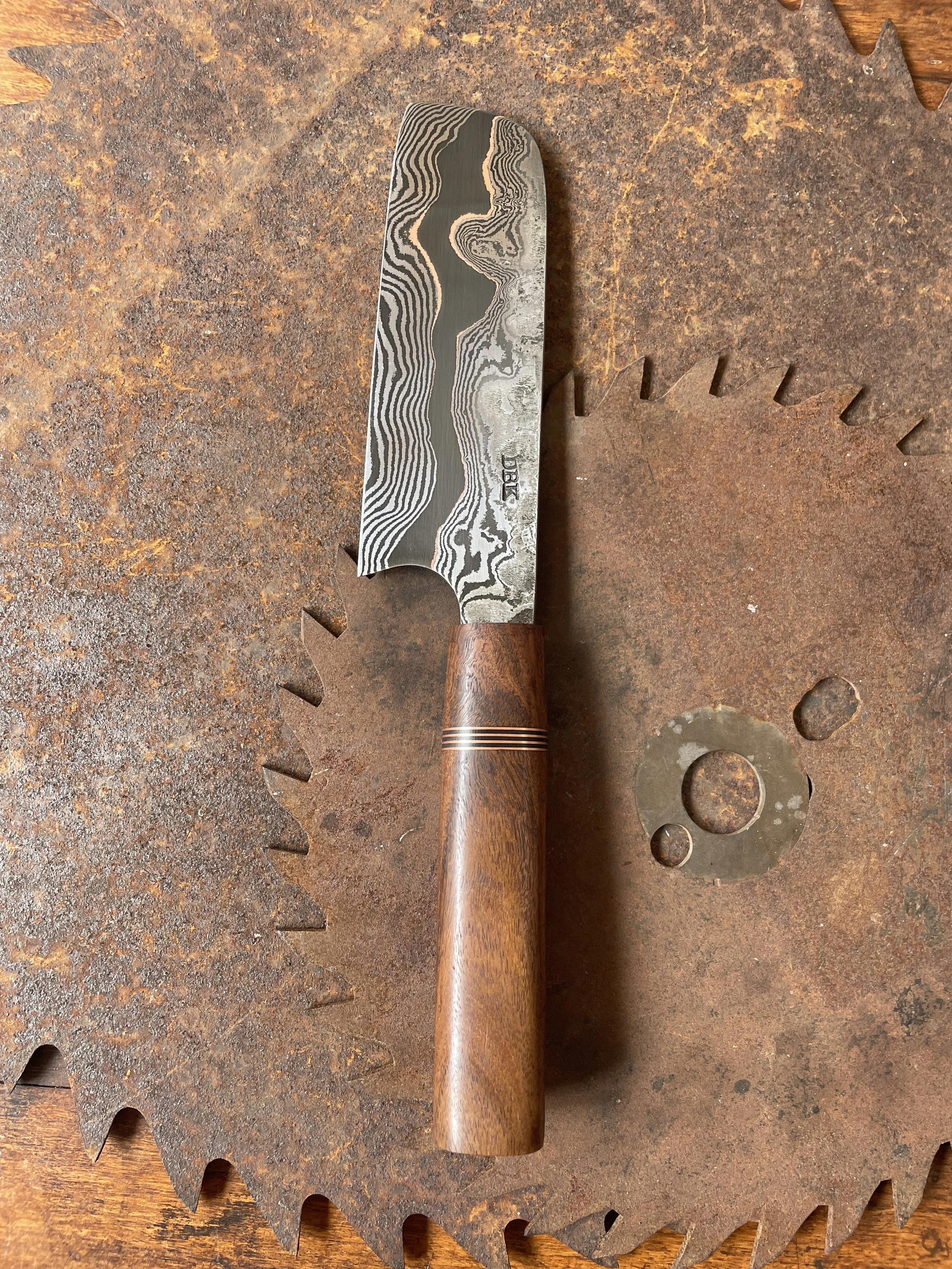 Bowyakka Cumai Damascus Nakiri Style Chef Knife