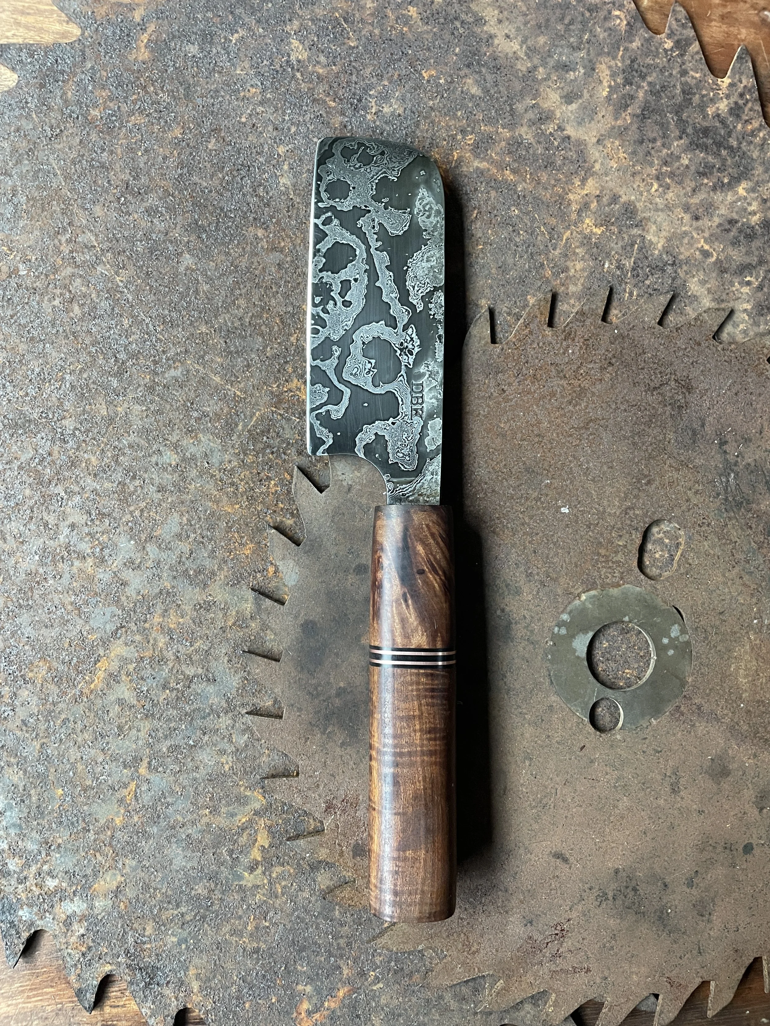 Myrtle / Mulga Damascus Nakiri Style Chef Knife
