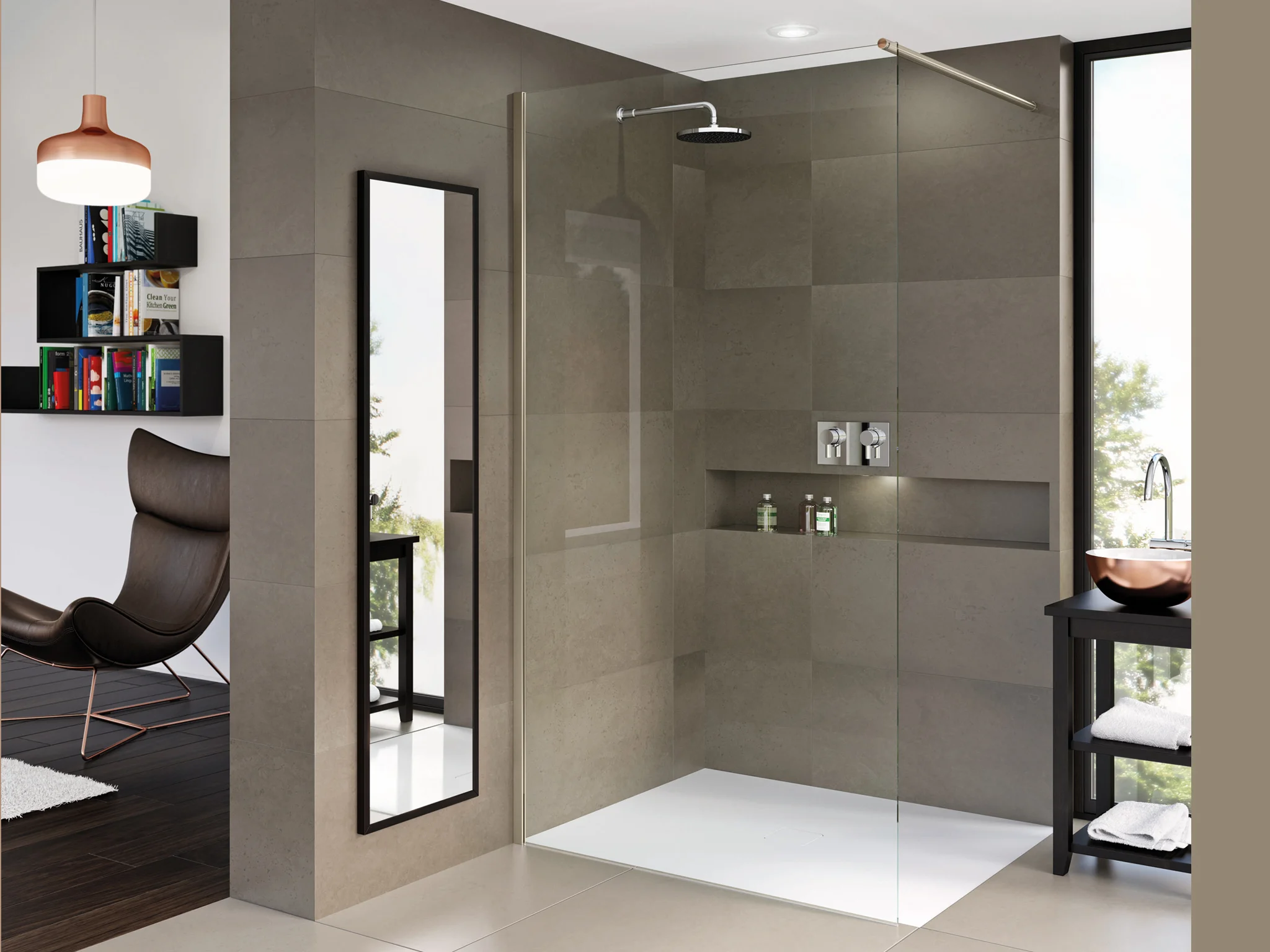 Matki Matki-ONE Wet Room Panel with wall brace bar MOWP