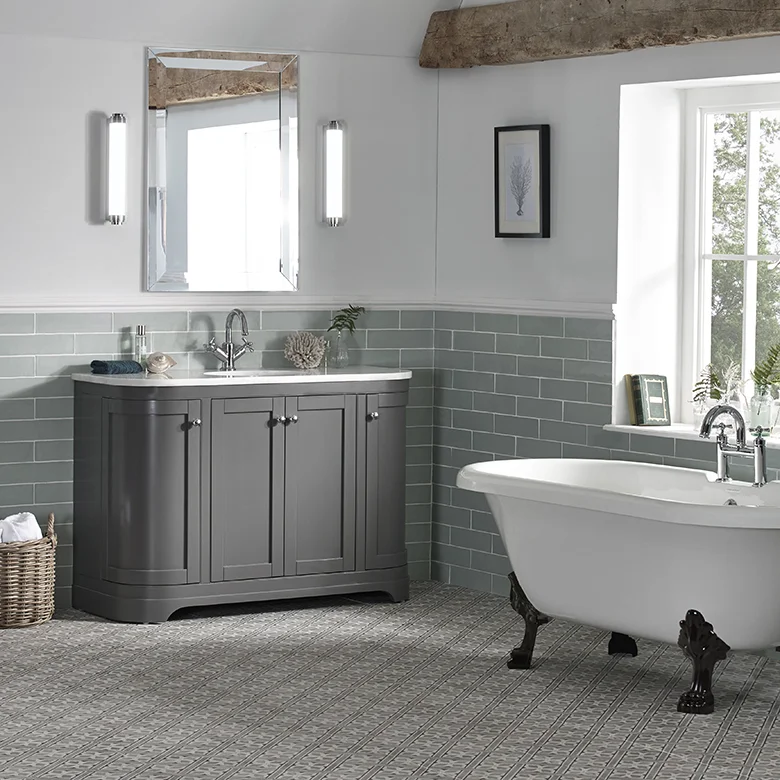 Marlborough 1200mm curved charcoal with bath