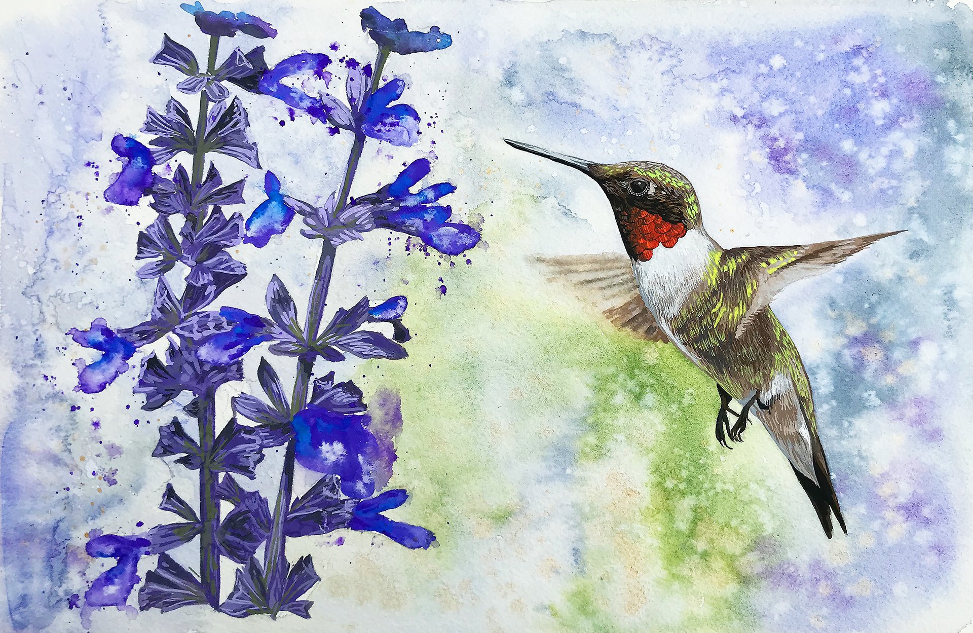 Details about   LEANIN TREE Hummingbirds with Purple Flowers #35024~8 Notecards~Blank Inside~ 