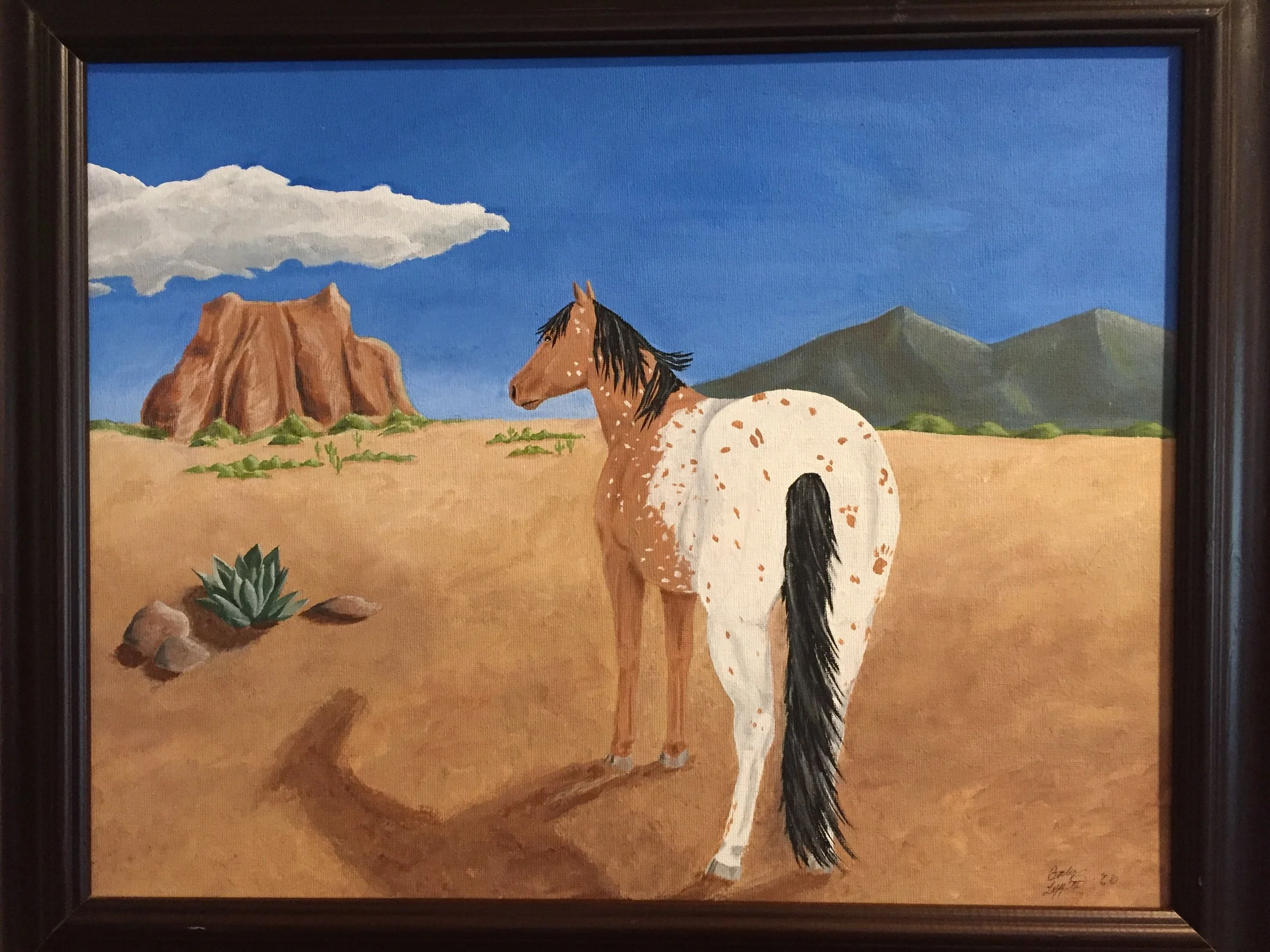 Desert Buckskin, acrylic on canvas board