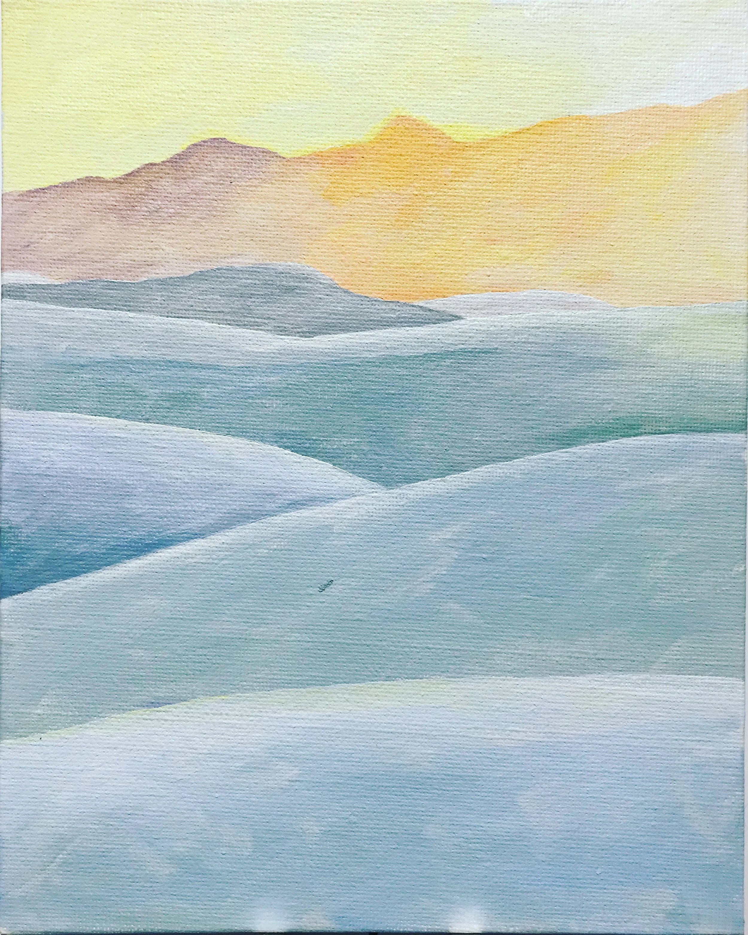 Color Theory: Golden Hour Mountains, Acrylic on Canvas Board