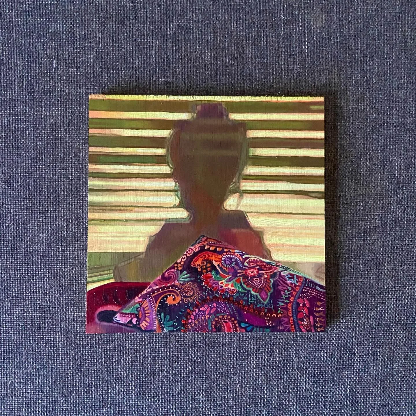 International Women&rsquo;s Day charity auction live now ✨ Link to bid in my bio @aoapprojects for &lsquo;Poet&rsquo;s Shadow&rsquo;, oil painting, of @tessafoleypoet. Last pic of an oil painting of a bruise for @oldjet auction earlier this year, dry