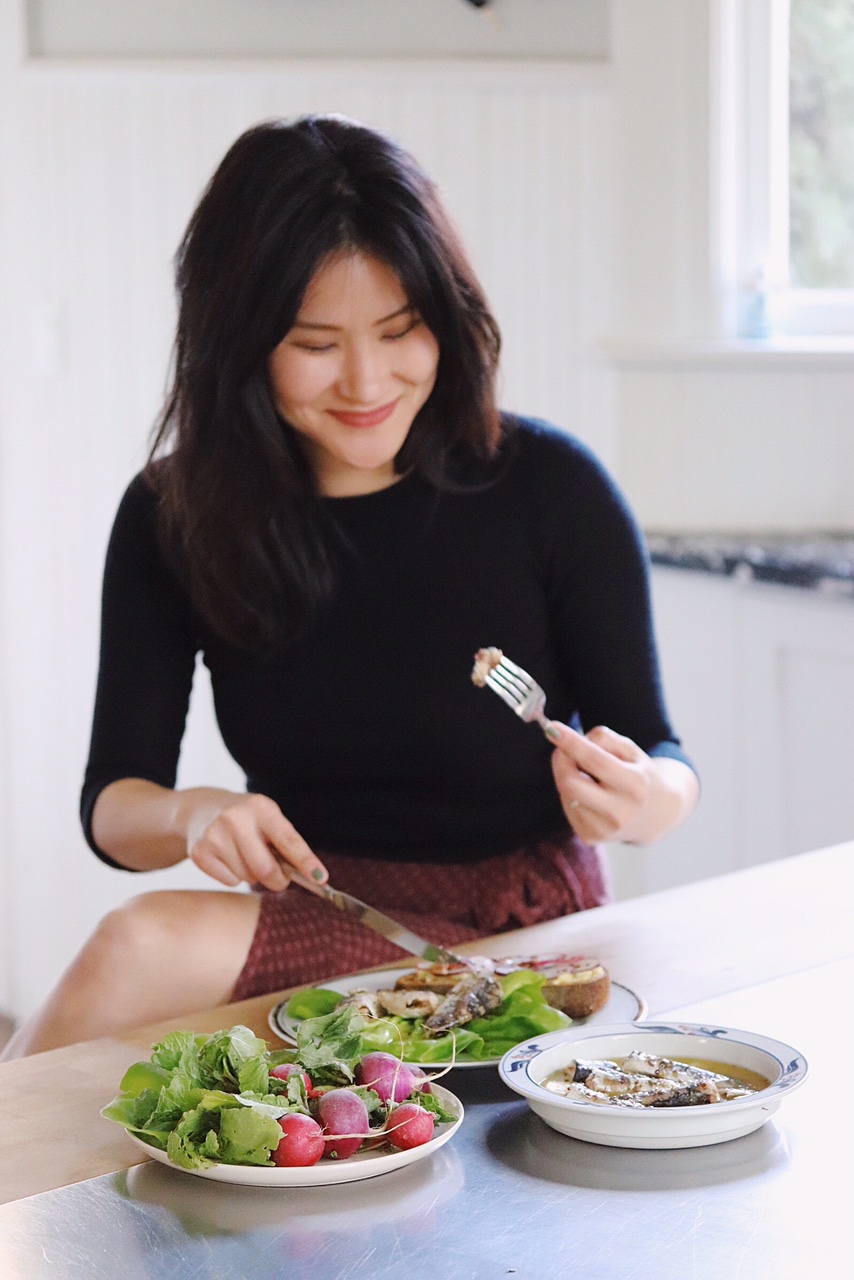 Jessica Chou / Marinated Sardines with Butter Lettuce + Radish and Chive Butter Toast