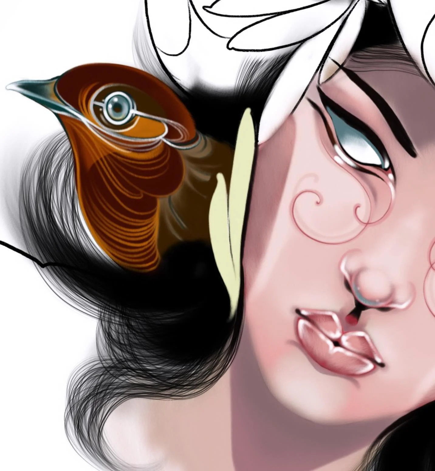 Original lady portrait flash design by Gia Rose