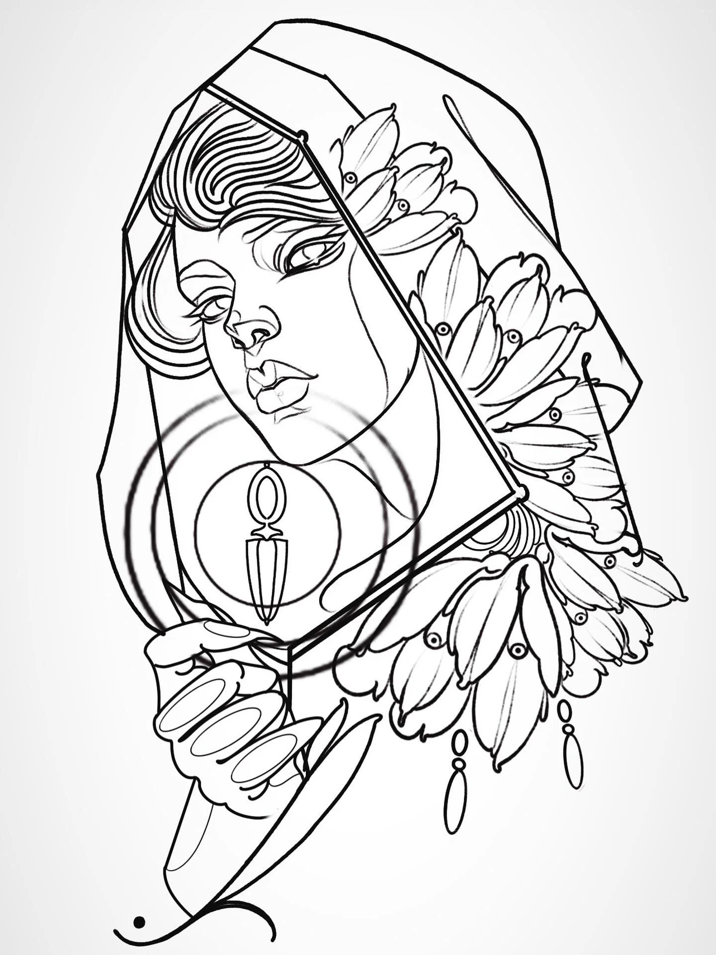 Art Nouveau lady flash design by Gia Rose