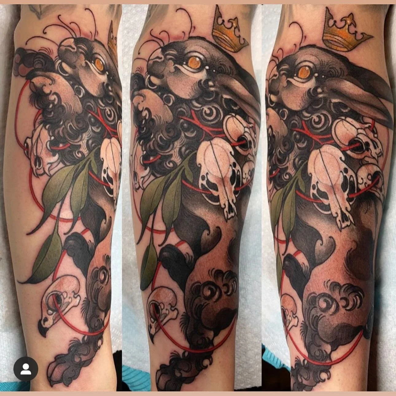 Dark neo-traditional creature tattoo by Gia Rose