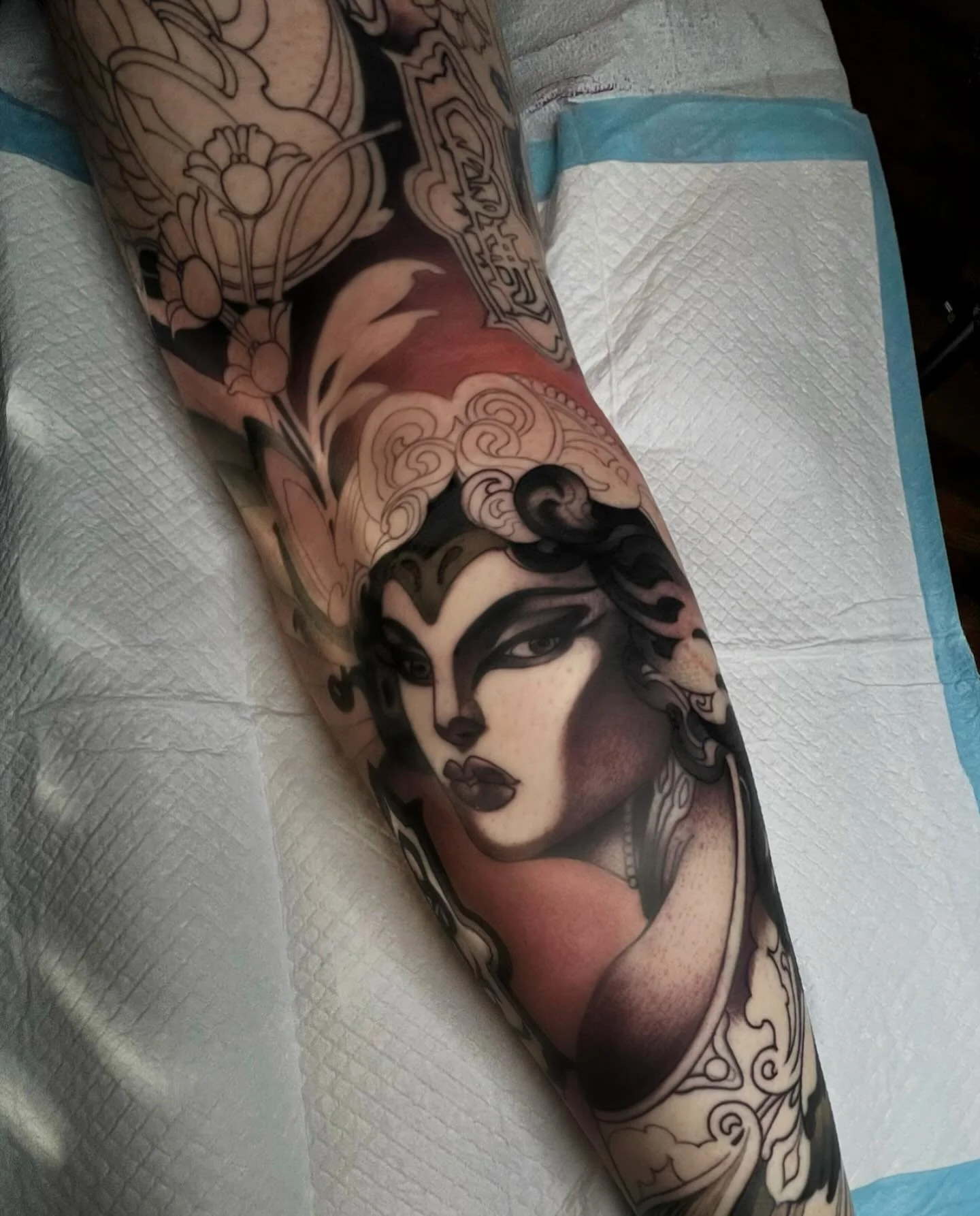 Neo-traditional full sleeve tattoo by Gia Rose