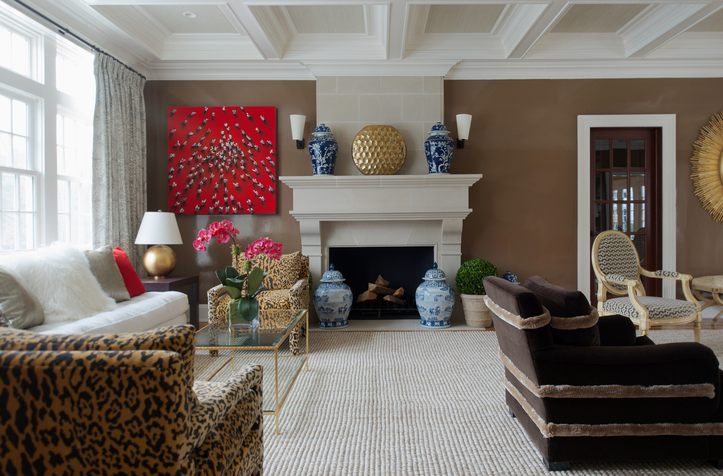 Living room, fireplace view