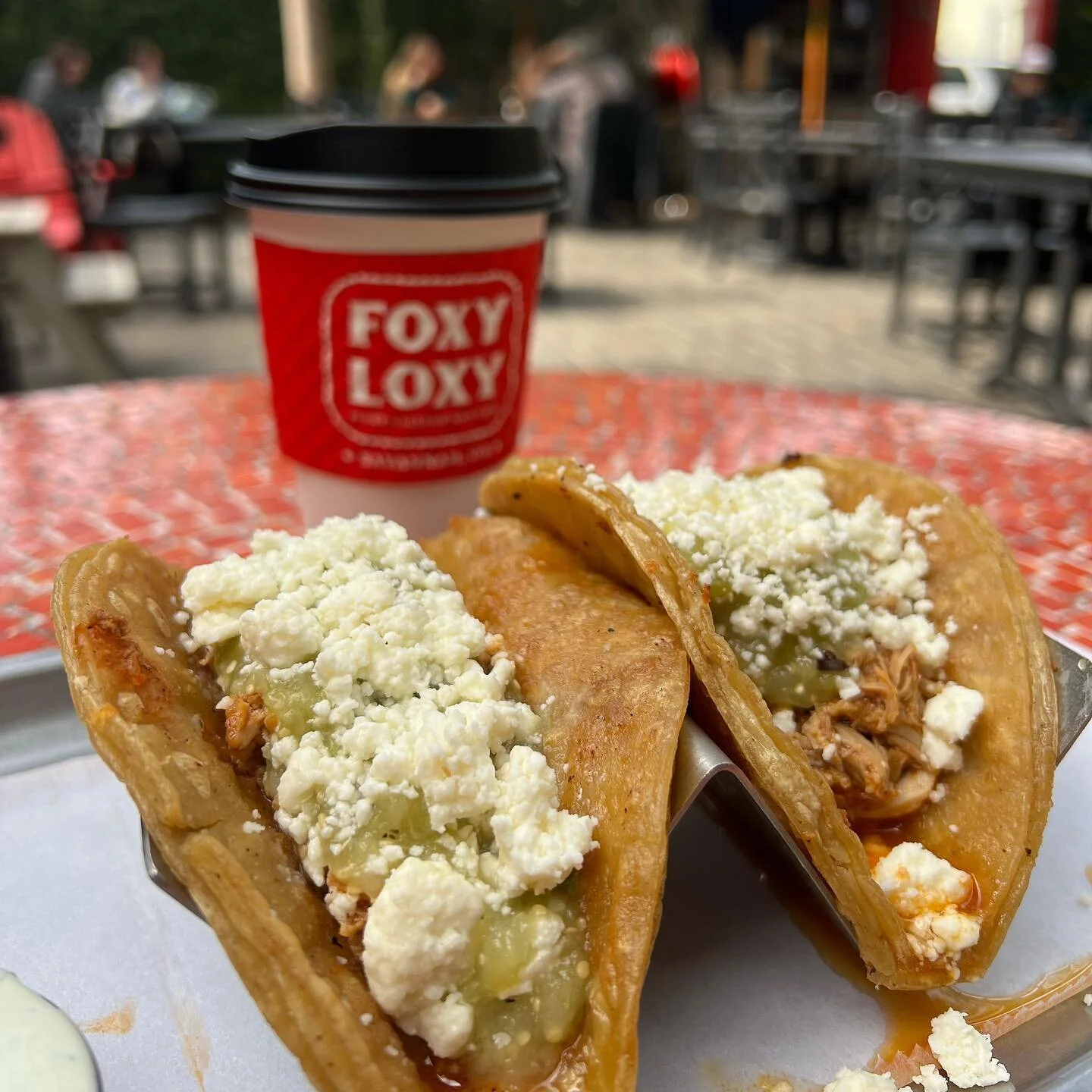 Can you think of a better way to spend this afternoon? ☕️🦊🌮

‼️Don&rsquo;t forget today is matcha Monday from 5-8pm! 🍵‼️

#foxyloxy #cafe #latte #coffeefox #happyhour #wine #cozy #coffeeshop #specialtycoffee #savannah #visitsavannah #downtownsavan