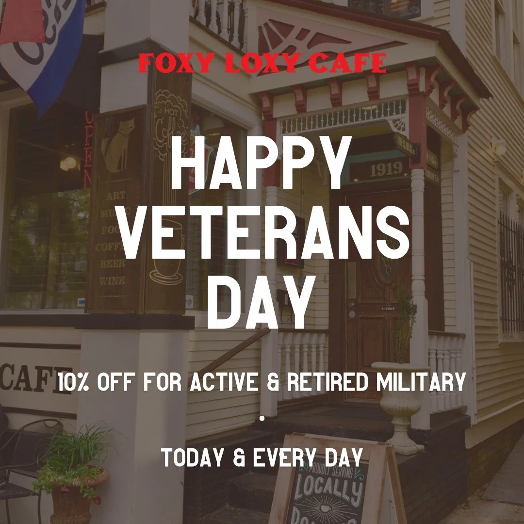 Today, we honor and thank all who have served. Happy Veterans Day 🇺🇸

Retired and active military guests receive 10% off today (and every day)&mdash; our way of saying thank you for your service.

Whether you're here for a cozy coffee or a courtyar