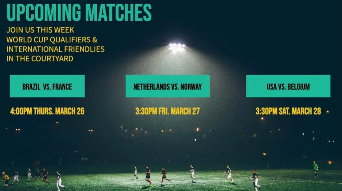 Join us in the courtyard for these matches today through Saturday, International Friendlies leading up to World Cup 2026 ⚽️

Don&rsquo;t forget you can grab coffee, tea, beer and wine from our courtyard bar inside E. Shaver&rsquo;s Starland.