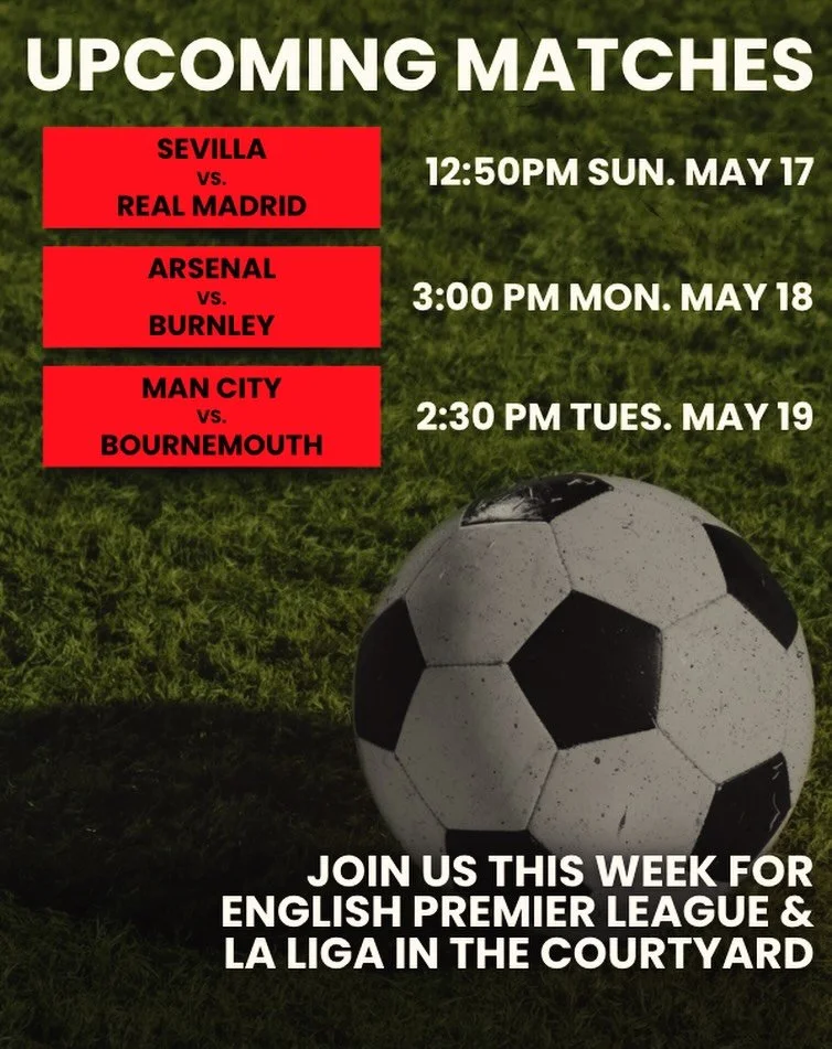 Come watch soccer with us in the courtyard! See you there ⚽️

#premierleague #f&uacute;tbal #laliga #coffeeshoplife☕️ #visitsavannah @enjoysavannah @savannah_united_soccer