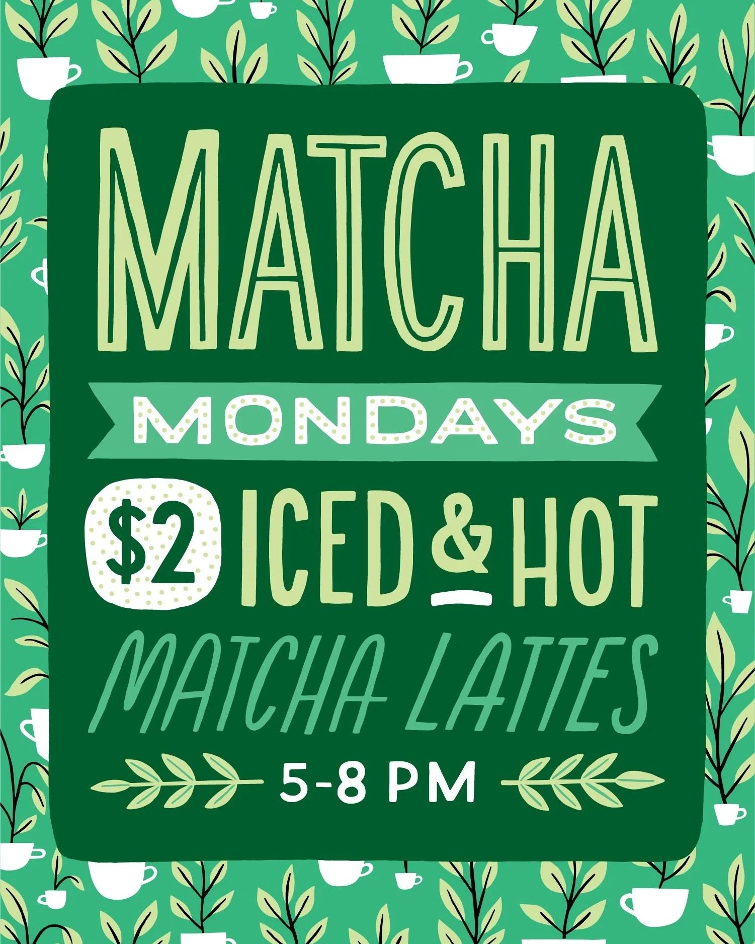 It&rsquo;s Matcha Monday! 💚✨

Swing by, grab a refreshing iced matcha, and kick back in our courtyard while catching a little soccer. ⚽🌿 The perfect way to wrap up your day.

Join us for Matcha Monday every Monday from 5&ndash;8 PM and enjoy a hot 