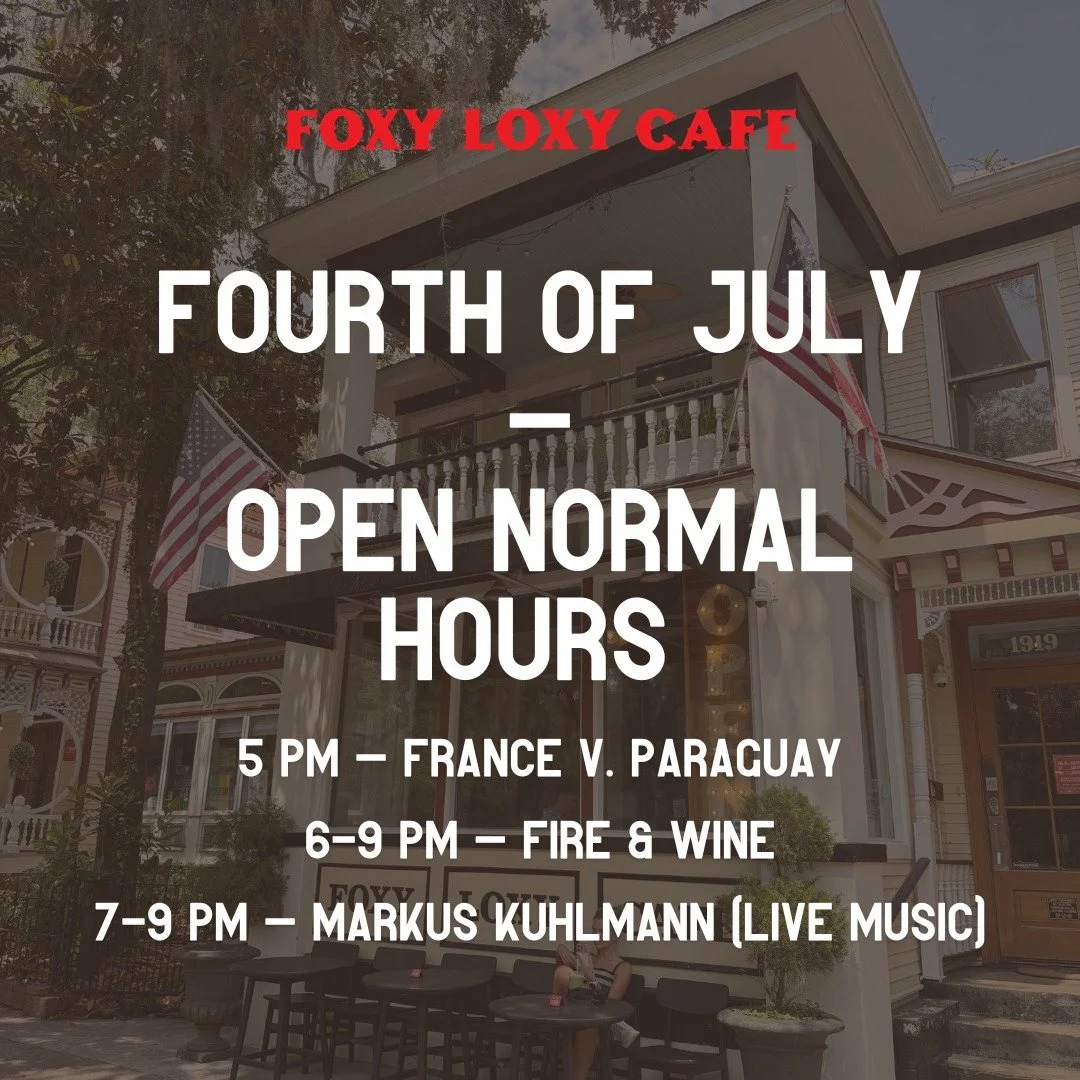 We&rsquo;re open this Fourth of July &mdash; come celebrate with us.

Join us in the courtyard for our World Cup watch party as France v. Paraguay kicks off at 5 PM ⚽ Then stay for Fire &amp; Wine 🍷🔥 from 6&ndash;9 PM, with live music from Markus K
