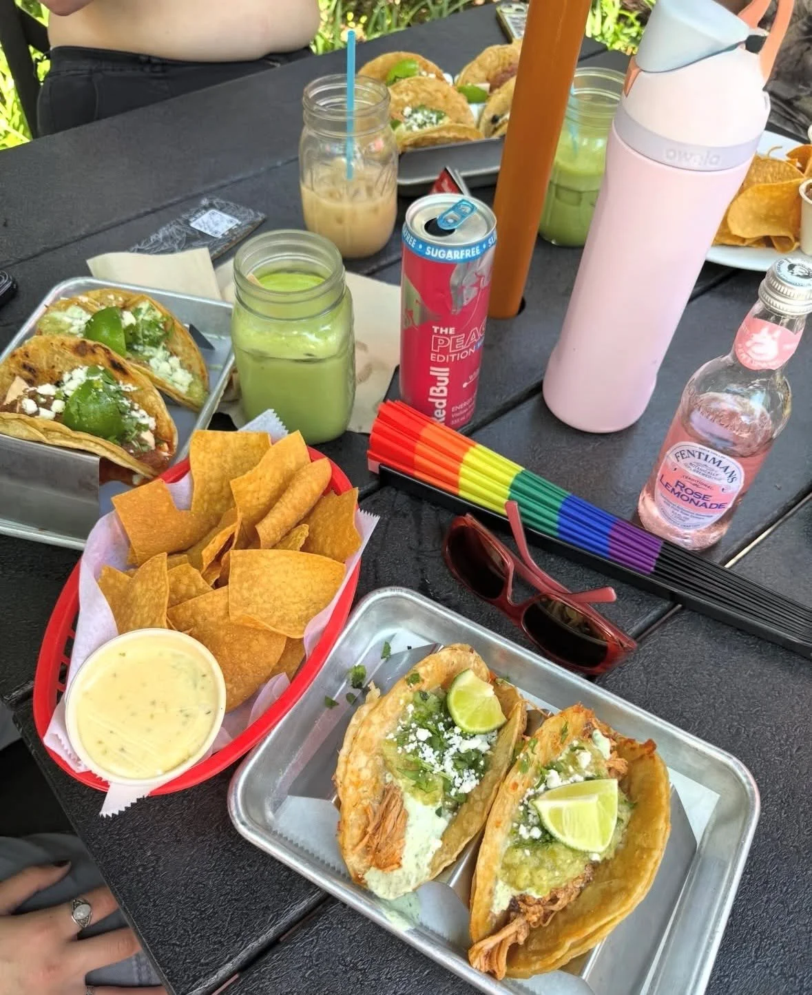 This spread looks like a perfect afternoon in the courtyard 🌮🍵☀️

Thanks to @_avacallahan_ for stopping by and tagging us! From tacos and chips with queso to matcha and iced lattes, there's something for everyone at the table. Grab your friends and