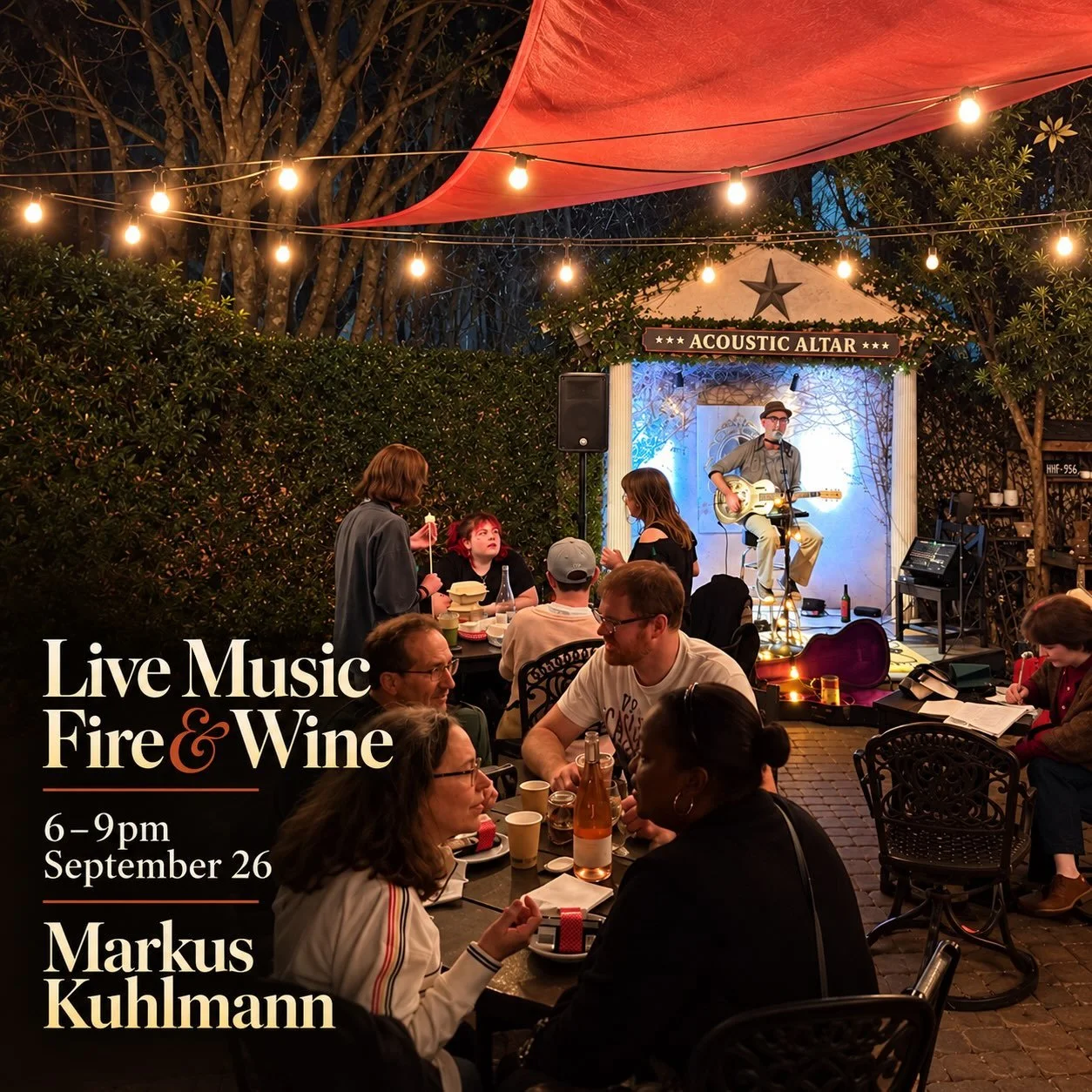 Fire &amp; Wine Saturdays
Wine, crackling fires, and marshmallows roasting in the courtyard. Join us on 9/26 for one of our favorite nights at Foxy Loxy.
Settle in with a glass of wine and gather around the fire with friends old and new. It&rsquo;s t