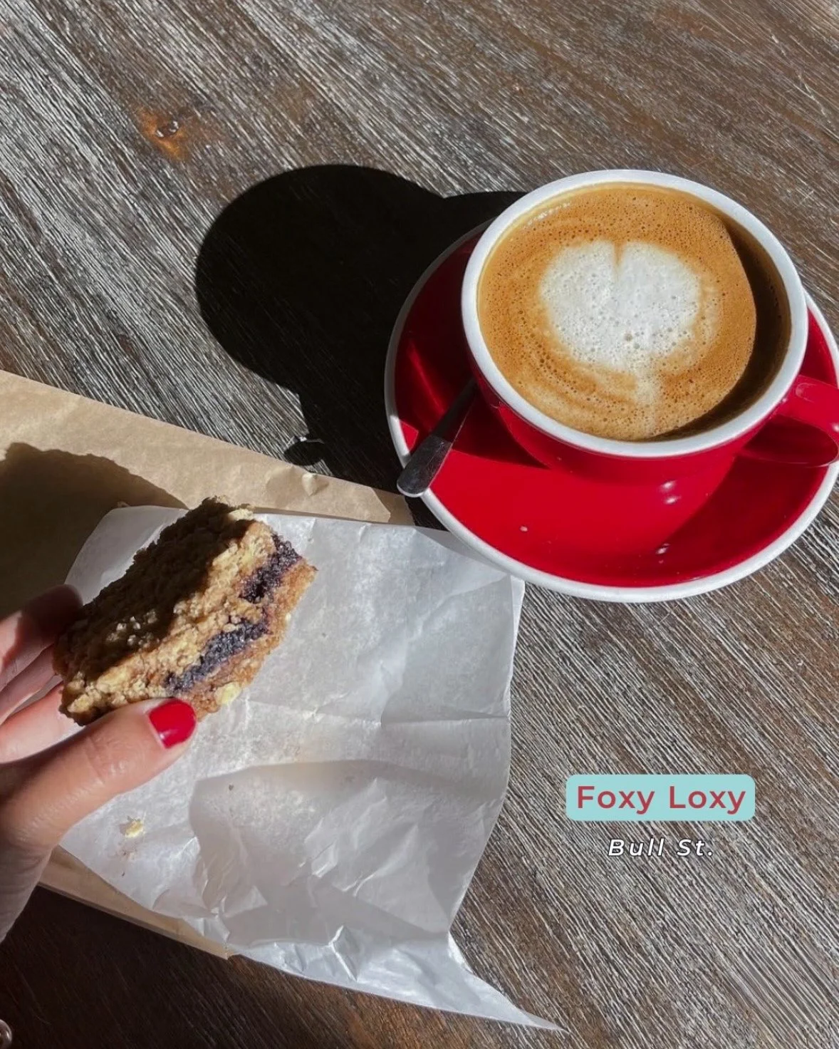 Thanks to @thebaconteam_realty for sharing this delicious pairing. ☕✨ 

Some of our favorite moments come from seeing how our community enjoys Foxy Loxy. Tag us in your coffee, pastry, and neighborhood snapshots. We may feature your photo next!

#Fox