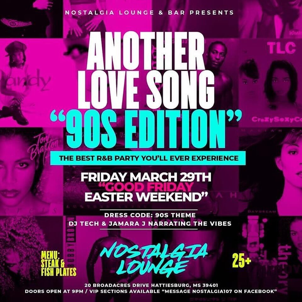 On my 90s ish! Join me at @nostalgialounge107 on Good Friday(March 29th). RnB vibes all night long🔥🔥🔥