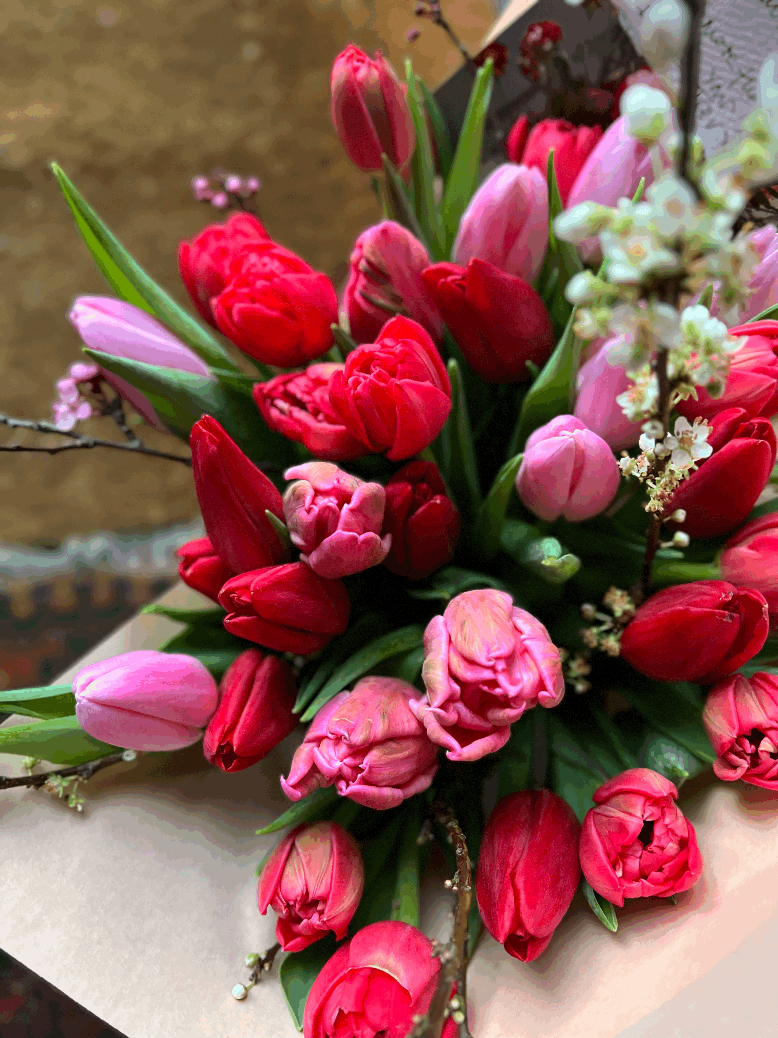 Classic Valentine bouquet of British blooms