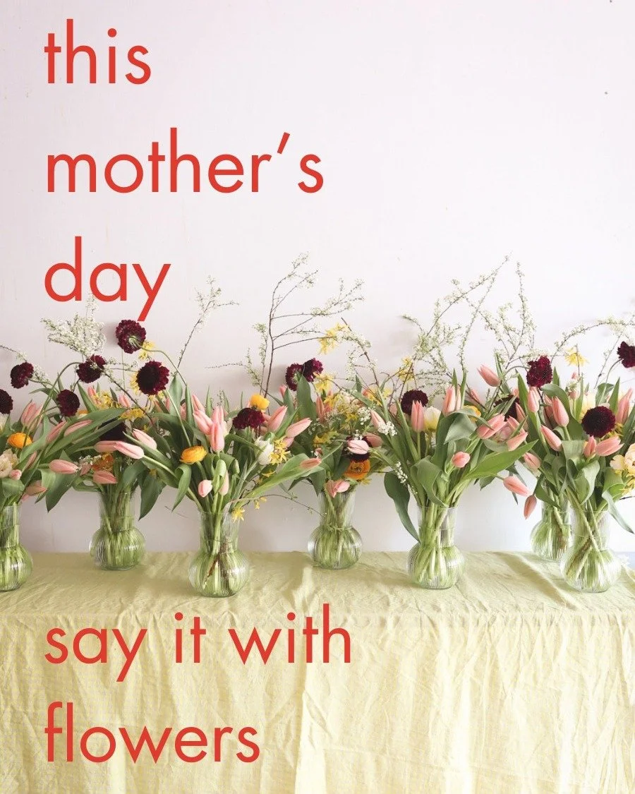 and even better,  flowers from hedge....

You can expect beautiful thoughtful blooms and signature hedge whimsy, all arranged in a vase and finished with a ribbon, perfect to tell your mother you love her!

pre-order now via our website for delivery 