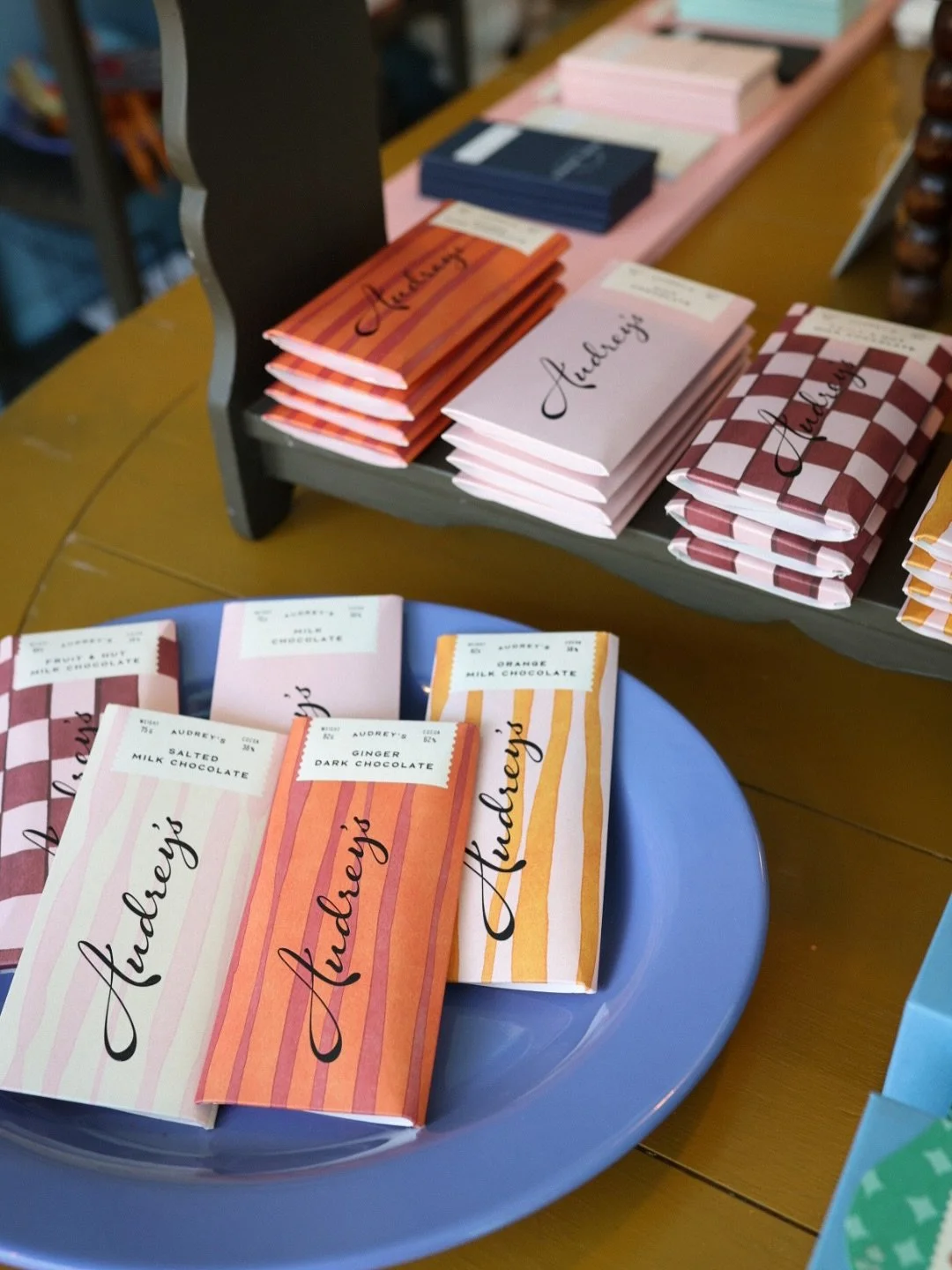 J u s t a r r i v e d !

Audrey&rsquo;s chocolate ~ delicious, quality chocolate, packaged beautifully, handcrafted in Sussex, using sustainable practices, palm-oil free 〰️ we have the bars in fruit &amp; nut, salted, orange, ginger &amp; milk (we ma