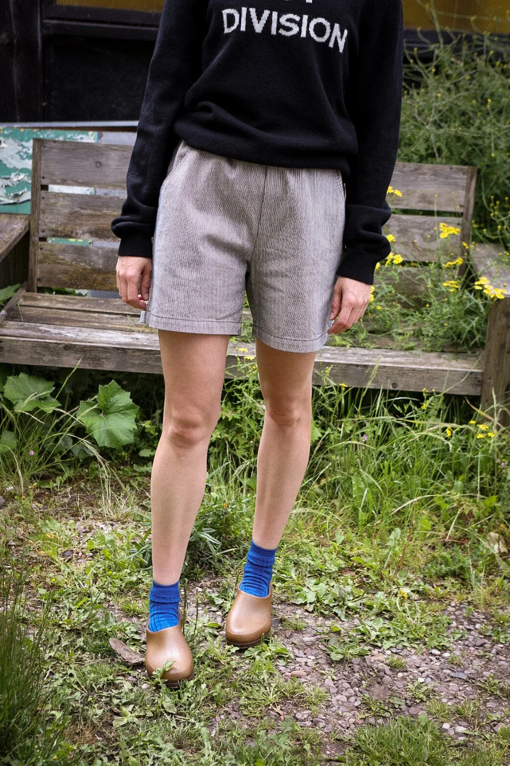 city shorts - navy stripe by le bon shoppe