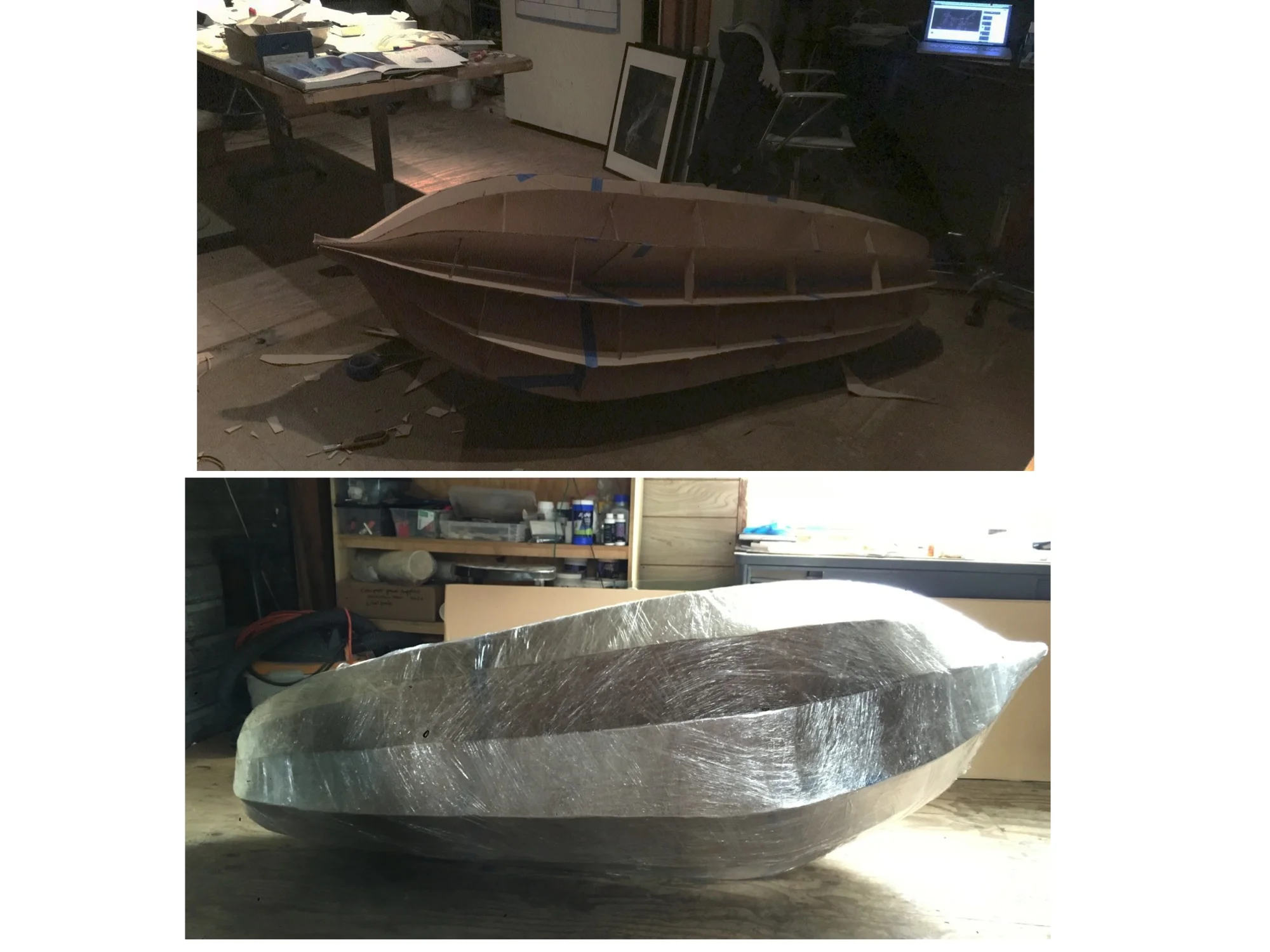 A full scale chrysalis model in my studio, to better understand the look and workings of it.